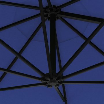 vidaXL Balkonsichtschutz Sonnenschirm Wandmontage mit LEDs Metallmast 300 cm Blau