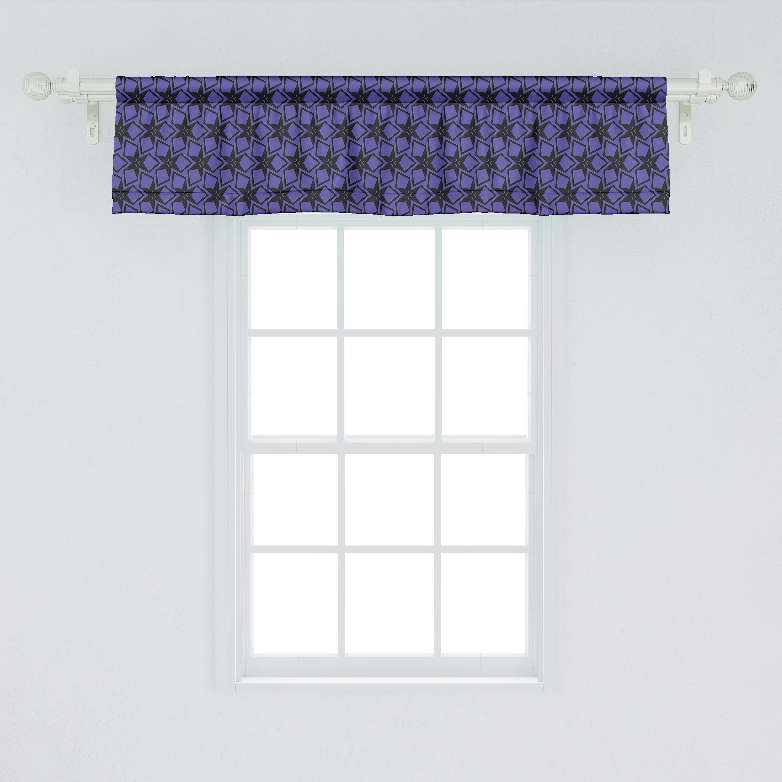 Scheibengardine Vorhang Volant für Küche Dekor Formen Microfaser, Schlafzimmer mit Abakuhaus, polygonale Stangentasche, Geometrisch