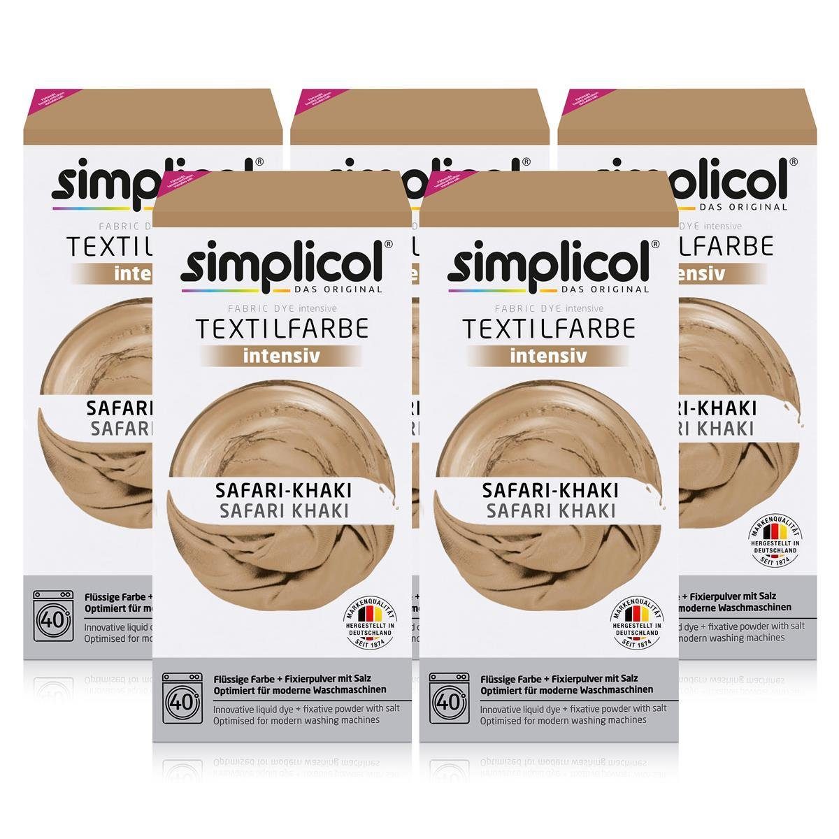 simplicol Textilfarbe Simplicol Textilfarbe intensiv SafariKhaki Einfaches Färben (5er Pa