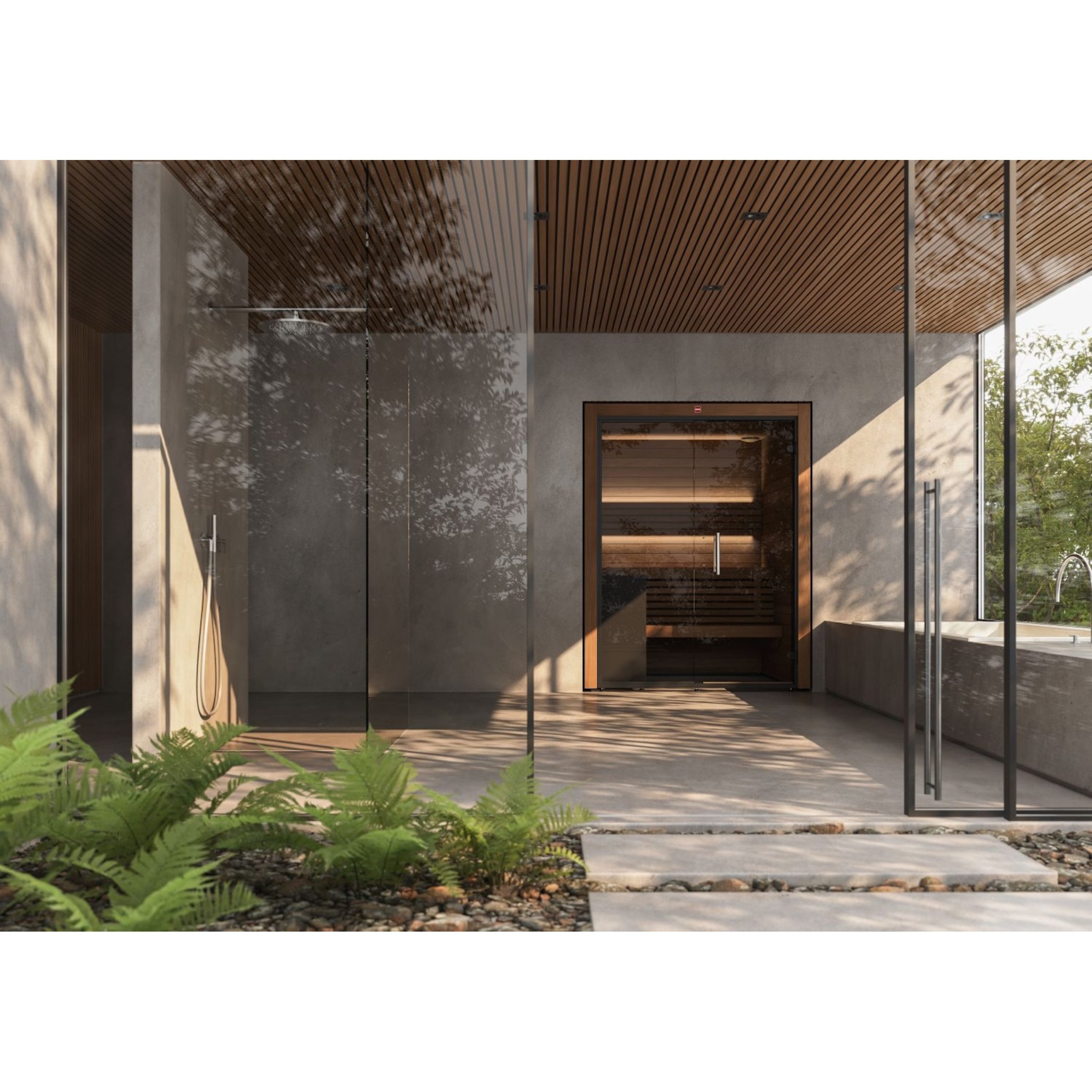 HARVIA Sauna Harvia Utu Vision Medium Saunakabine Design-Sauna aus Thermo-Espe