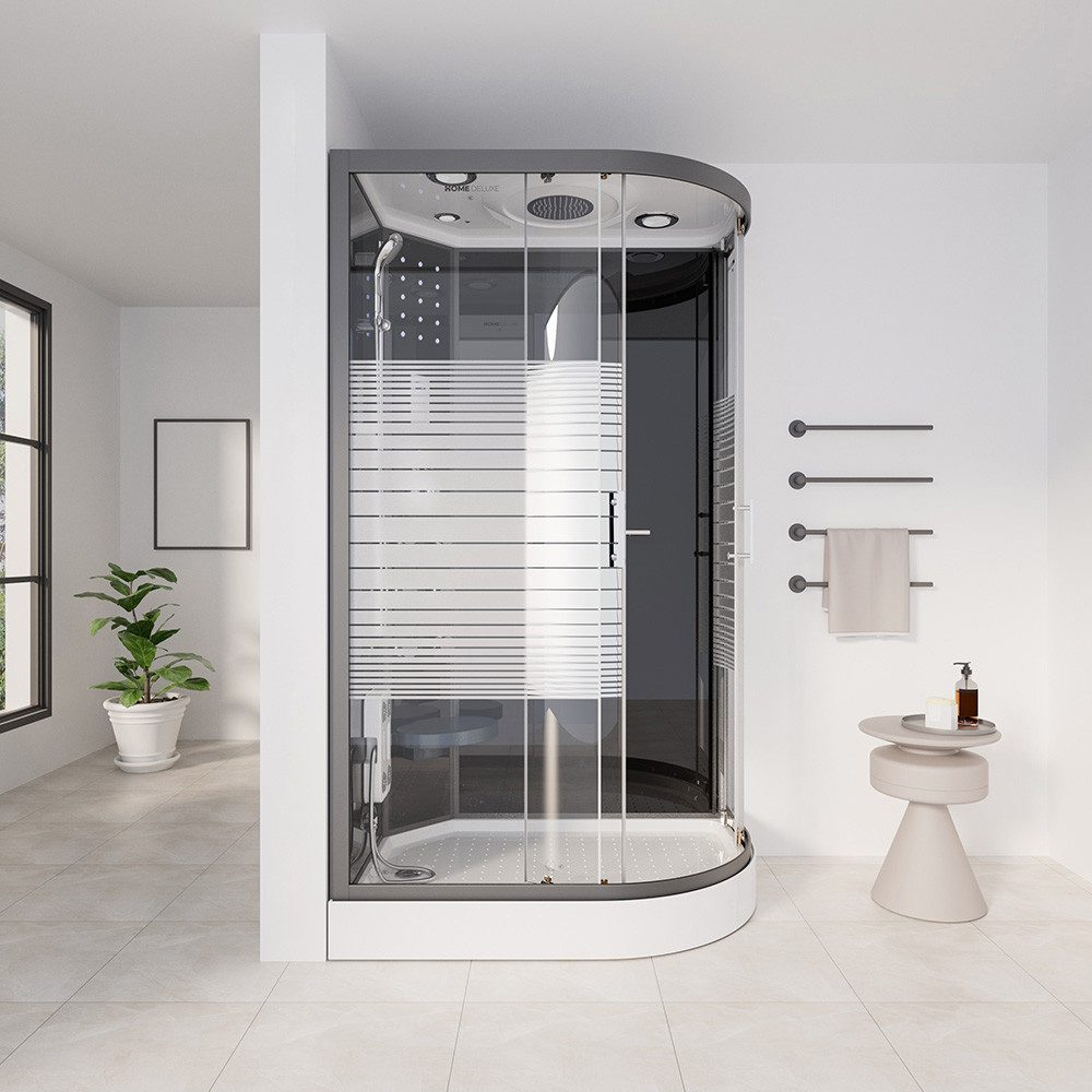 HOME DELUXE Corner Shower Enclosure BLACK PEARL - 120 x 80 cm Right-Handed, WxD: 120x80 cm, ESG Safety Glass, Right-Handed Version, Prefabricated Shower, Shower, Complete Shower Enclosure