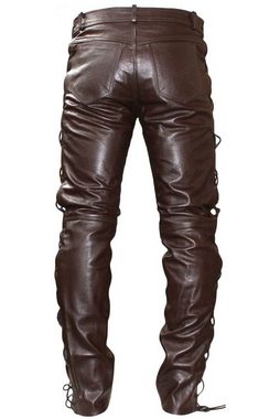 German Wear Lederhose GW860 Brown Lederjeans Büffelleder geschnürt Braun