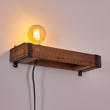 hofstein Wandleuchte Vintage Flur Wohn Schlaf Zimmer Beleuchtung Holz/schwarz Wand Lampen