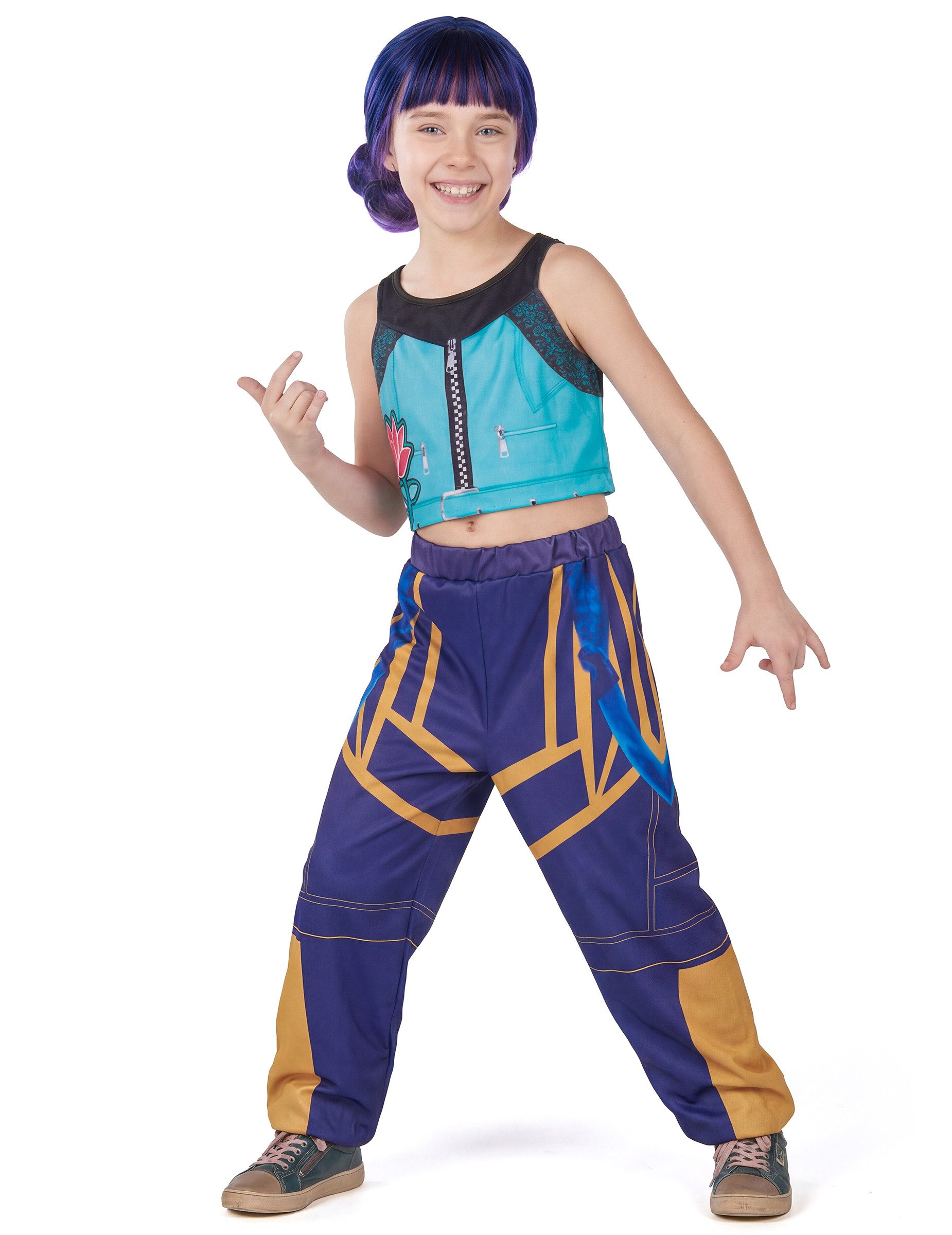 JADEO Kostüm Dämonenjägerin Kostüm Mädchen Kpop-Kriegerin blau-violett