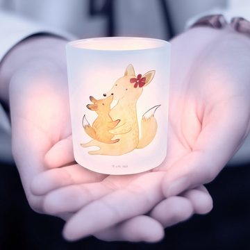 Mr. & Mrs. Panda Windlicht Fuchs Mama - Transparent - Geschenk, Kerzenlicht, Windlicht Kerze, um (1 St), Hochwertiges Material