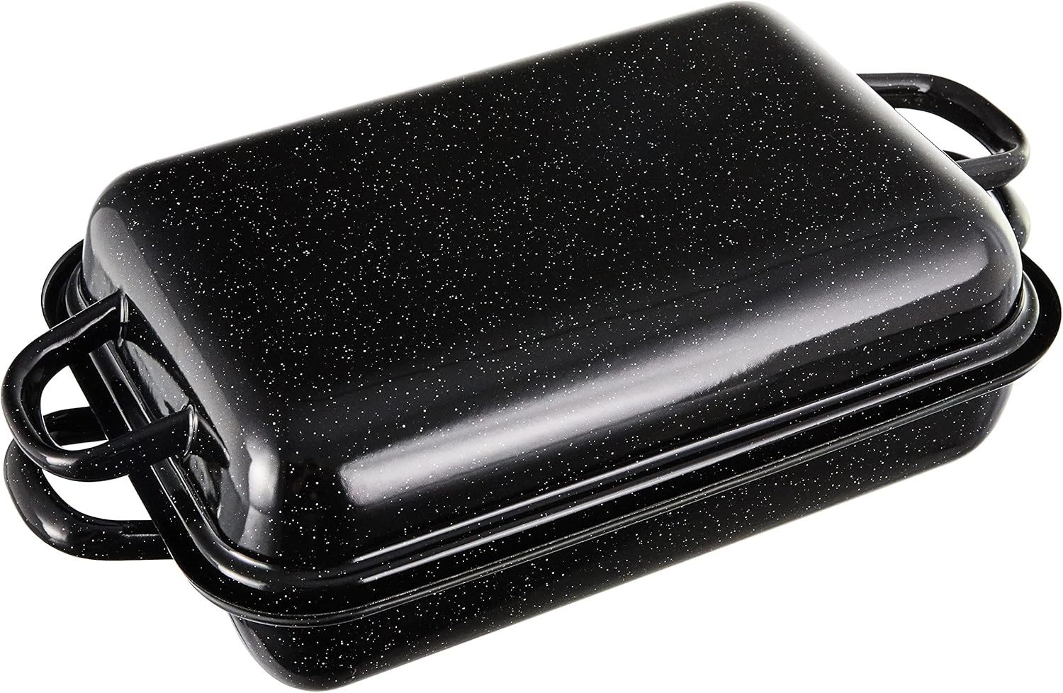 Riess Bratpfanne RIESS Bratpfanne mit Deckel aus Emaille schwarz 32x22 cm, Emaille