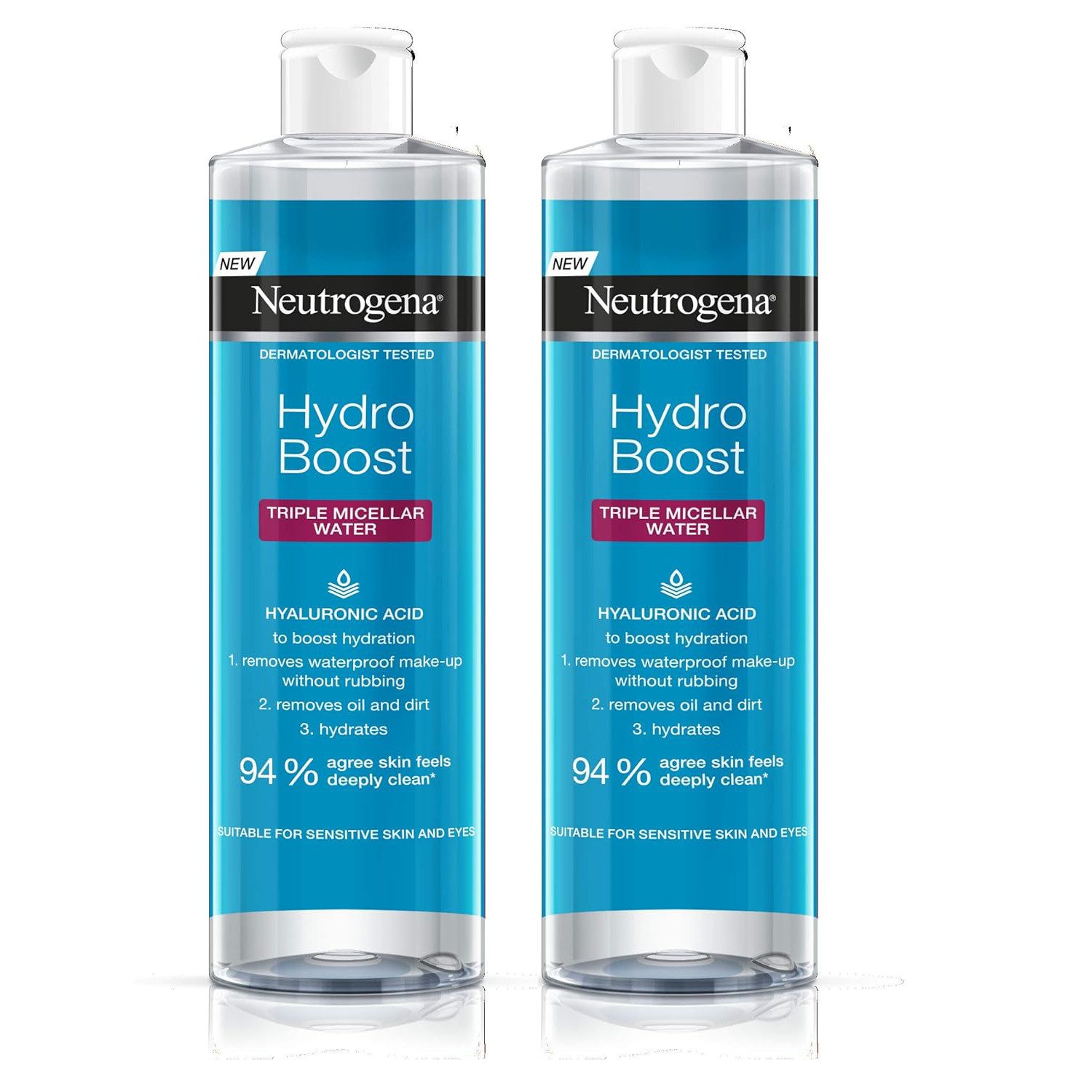 Neutrogena Make-up-Entferner Hydro Boost Triple Micellar Water, Mizellen Reinigungswasser 400ml