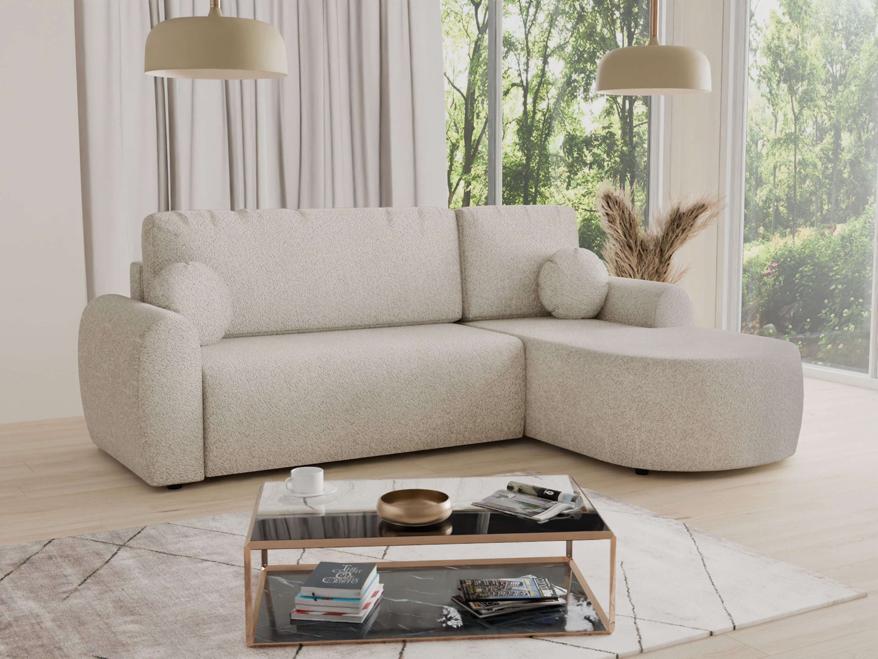 Sofnet Ecksofa Jazz, mit Schlaffunktion und Bettkasten, L-Form Couch, Boucl günstig online kaufen