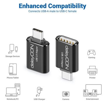 deleyCON deleyCON 2x USB2.0 Adapter USB C zu USB A-Buchse OTG Adapter USB-Adapter