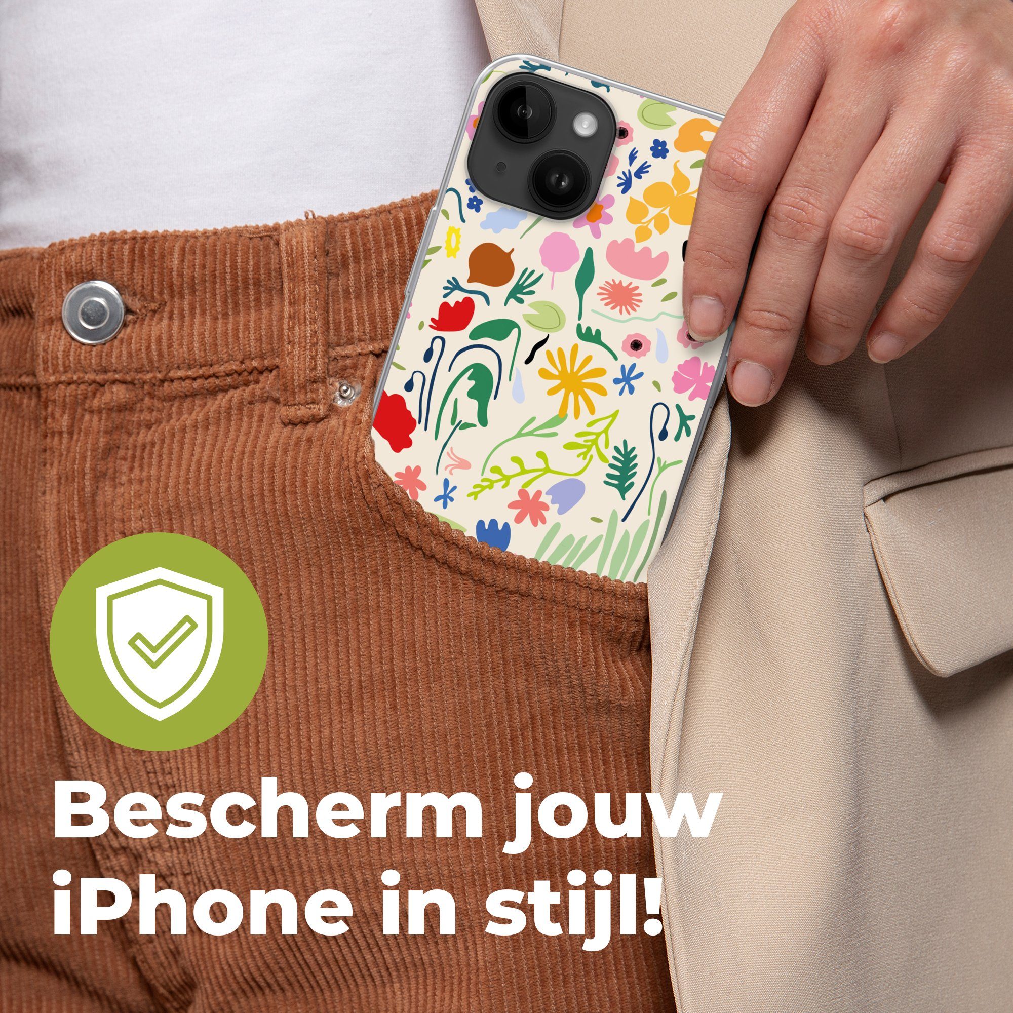 MuchoWow Handyhülle für Apple iPhone 14 Plus Blumen - Muster - Pflanzen, Smartphone-Bumper, Print, Handy Schutzhülle Dünn
