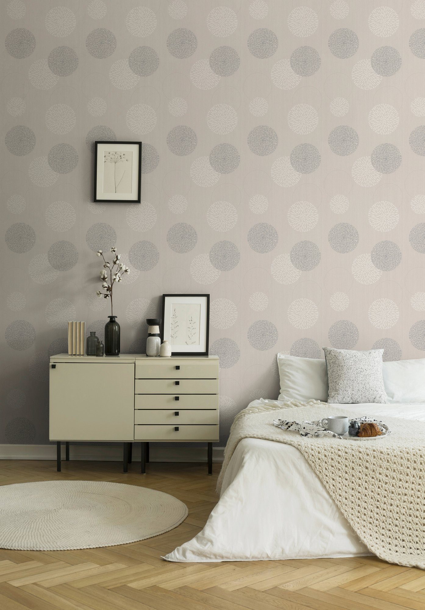 A.S. Création Vliestapete Best of Vlies, leicht strukturiert, floral, Motiv, botanisch, Tapete Kreise Tapeten Wohnzimmer Schlafzimmer Küche Flur Design Optik