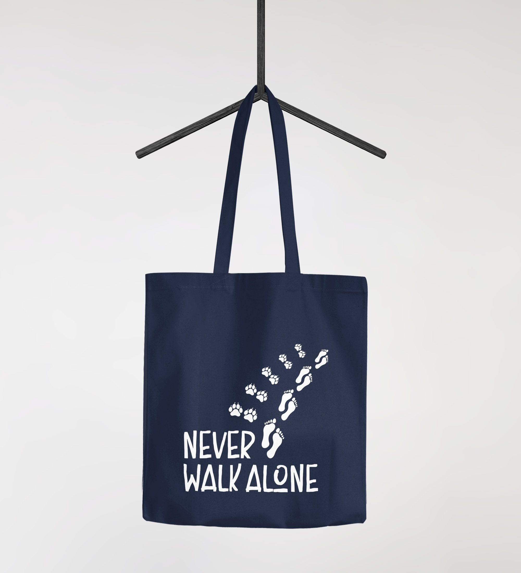 MoonWorks Einkaufsshopper Jutebeutel Never walk alone Hund Pfoten Hundepfoten Pfotenabdrücke