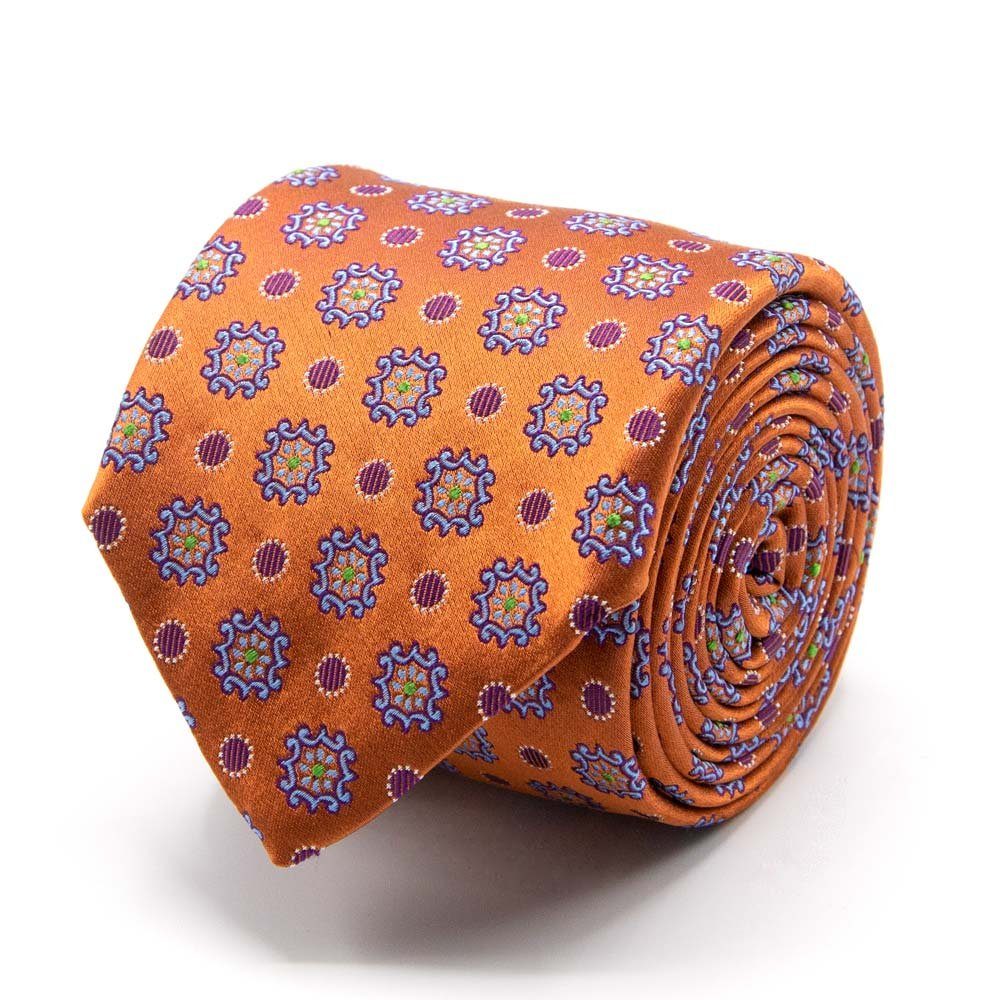 BGENTS Krawatte Seiden-Jacquard Krawatte mit geometrischem Muster Breit (8cm) Orange | Breite Krawatten