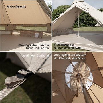 Naturehike Firstzelt Campingzelt wasserdicht, Firstzelte Zelt 8-Sided, Pyramidenzelt für Familien, 350 x 350 x 210 cm