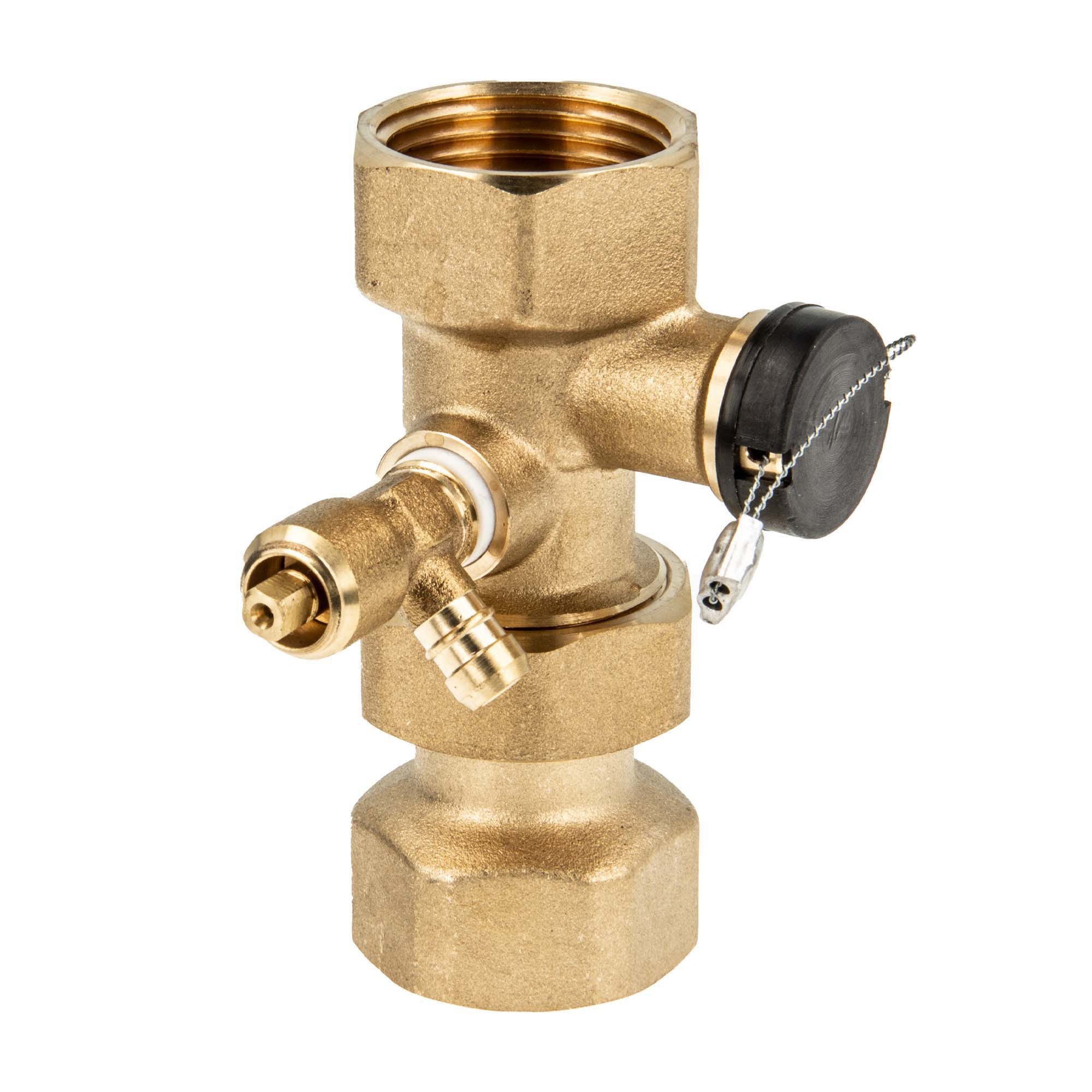 tecuro Absperrventil Messing Kappenventil, mit Plombiervorrichtung und Entleerung