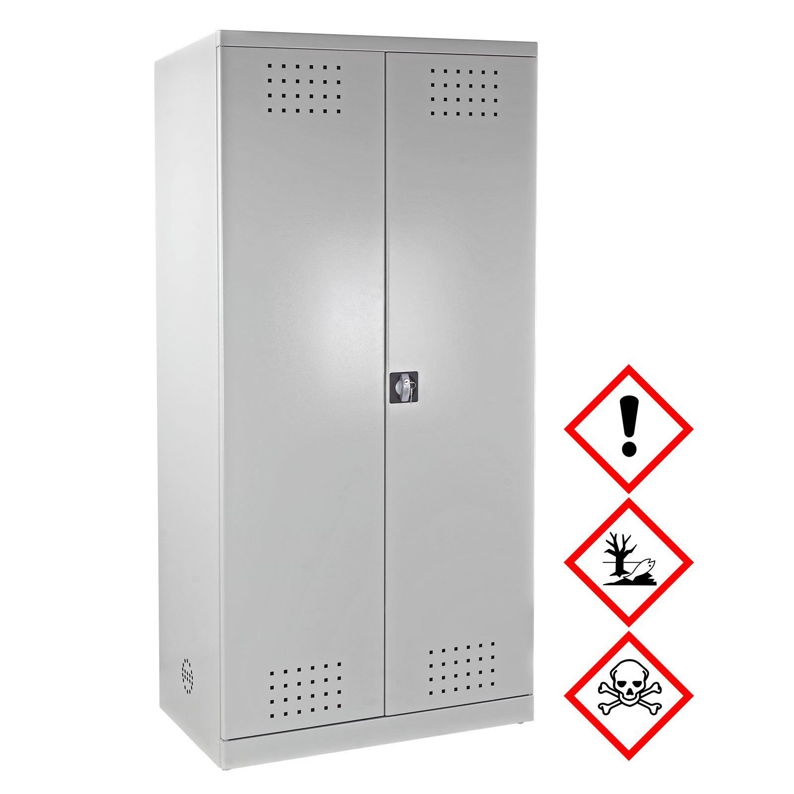 ADB Medizinschrank ADB Gefahrstoffschrank / Sicherheitsschrank aus Stahl für Chemikalien Grau