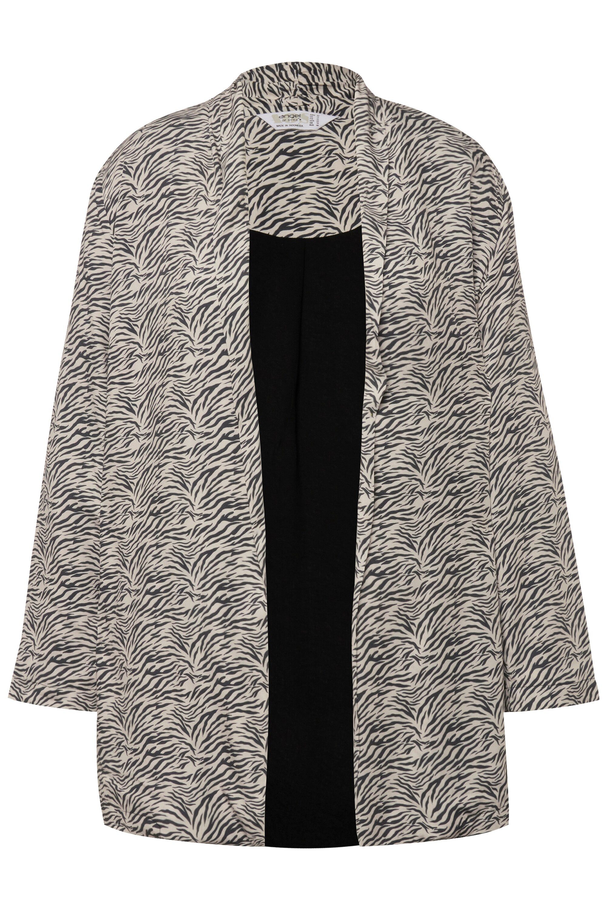 Angel of Style Tunika Kimono Zebradruck offene Form weiter Langarm