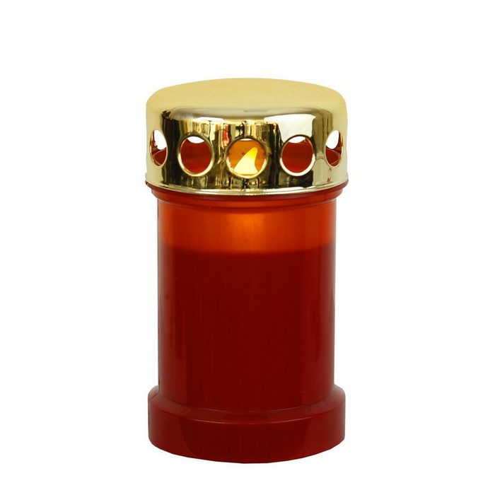 MARELIDA LED-Kerze LED Grablicht Grabkerze Grableuchte gelb flackernd 1200h Leuchtdauer rot/gold (1-tlg)