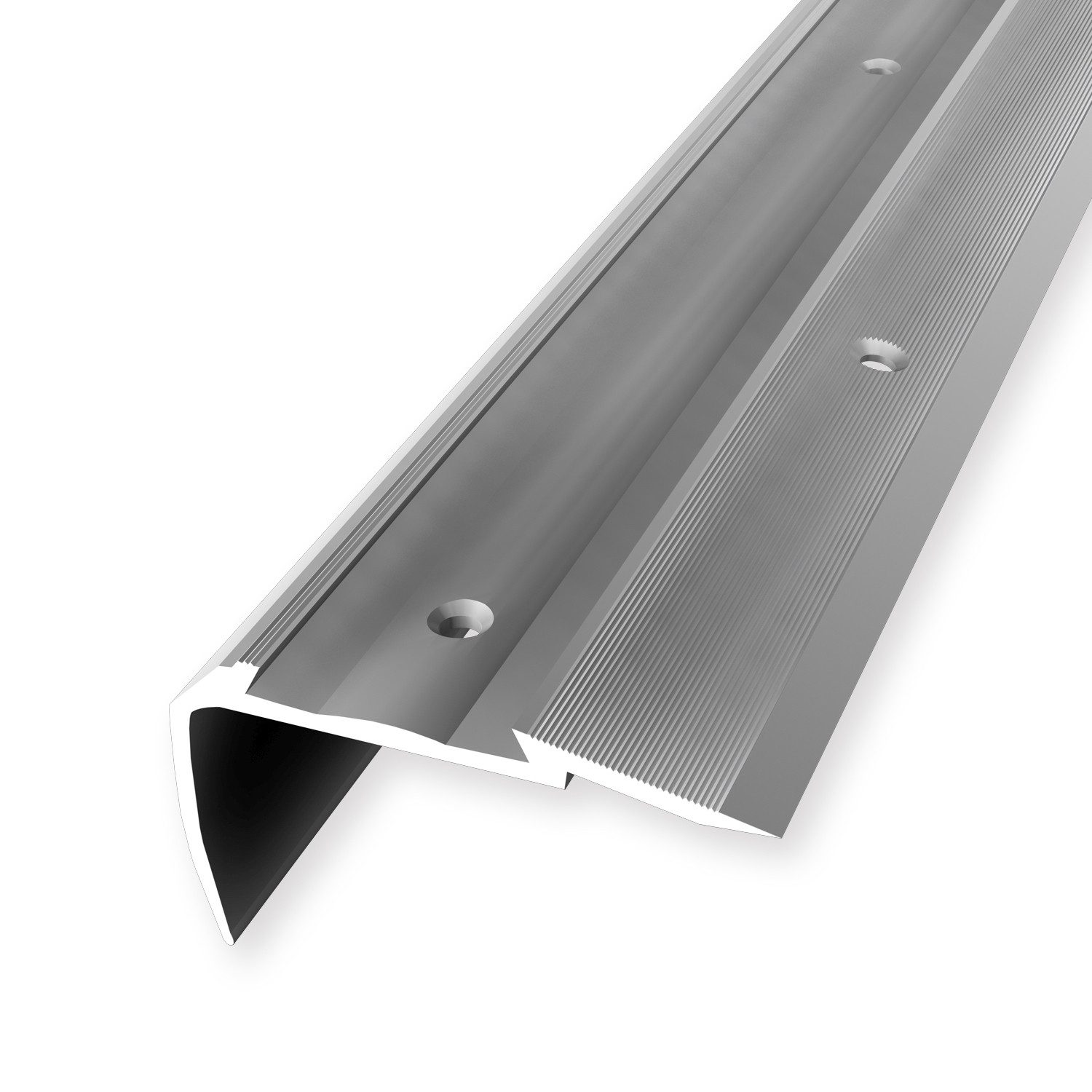 Küberit Treppenkantenprofil 34 x 60 x 2500 mm Winkelprofil Silber Gebohrt Aluminium