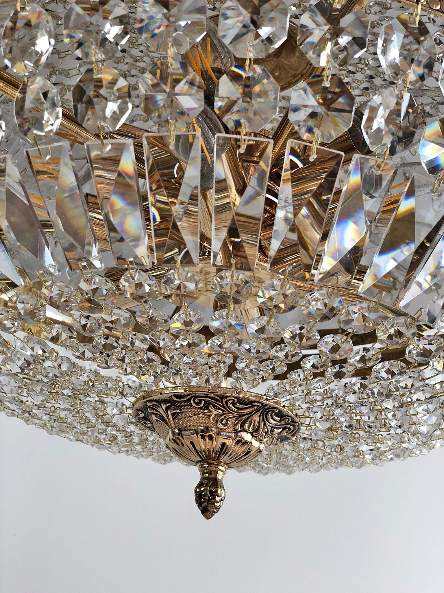 PGA-Lights Deckenleuchte Kristall Deckenleuchte SCHÖNBRUNN Ø45 Antik Gold a günstig online kaufen