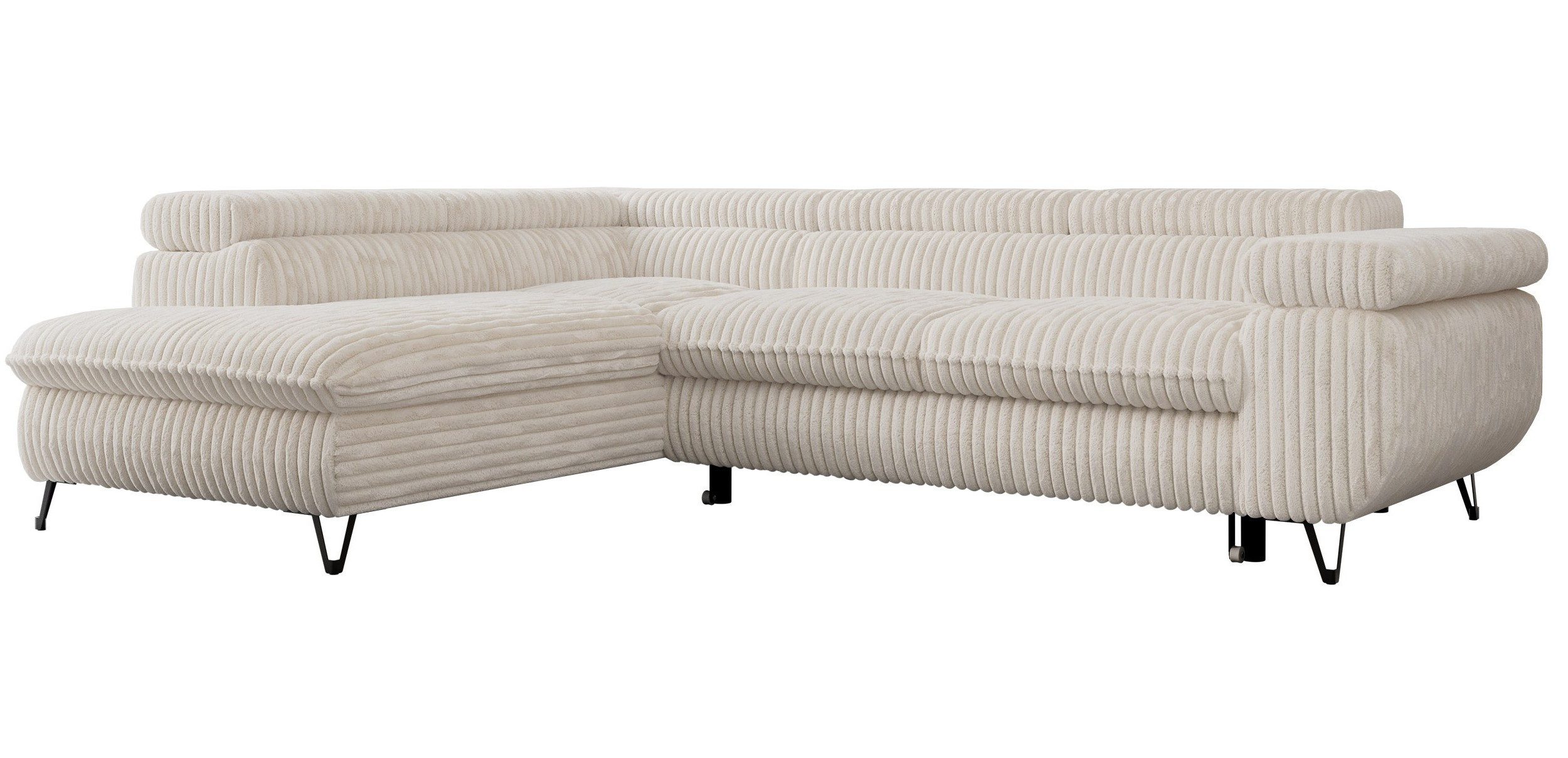 MKS MÖBEL Ecksofa PETER L, Set, Ecksofa L-form, HR35-Schaum, Wellenfederkern, Bettfunktion, Einstellbare Kopfstützen, Bettkasten