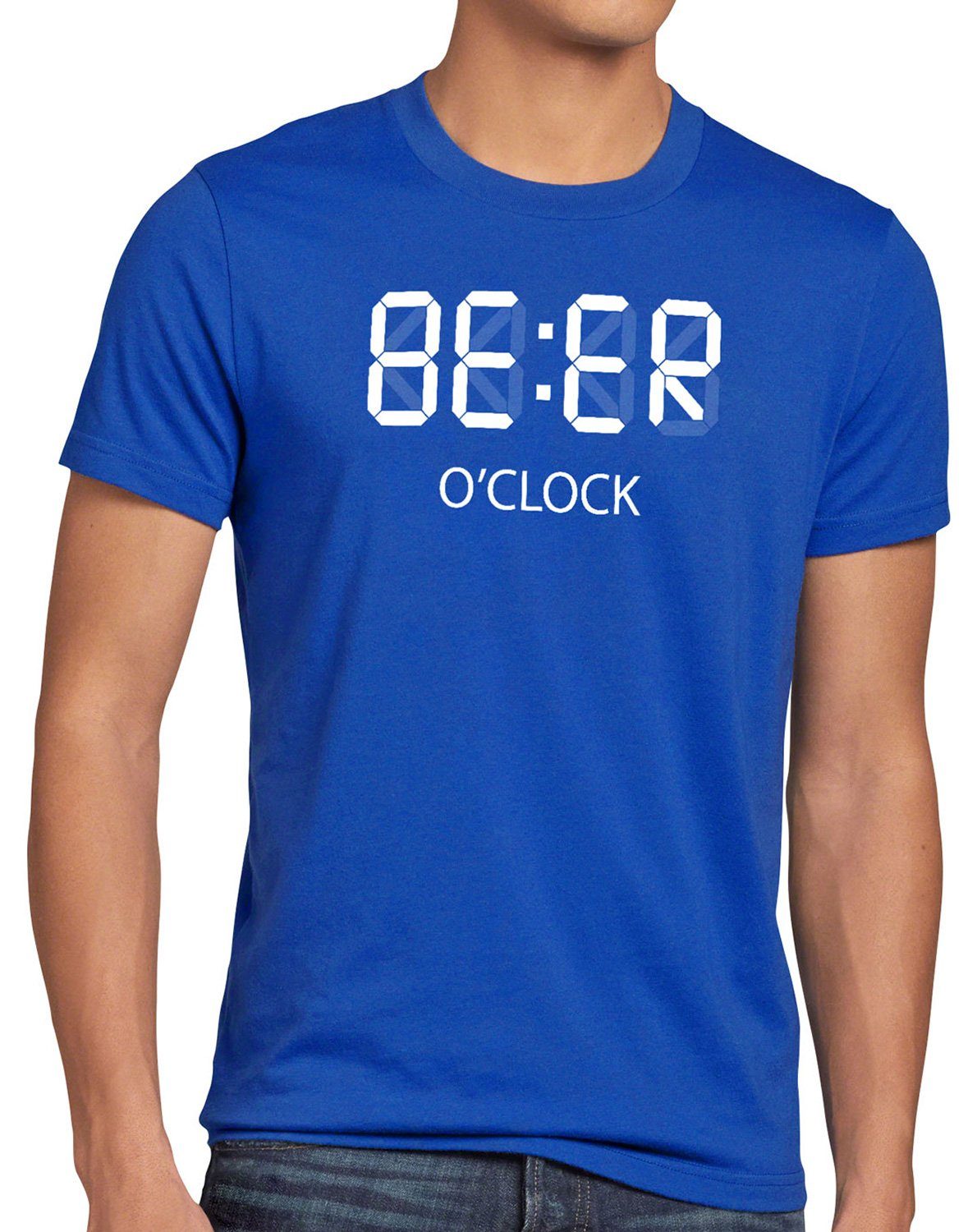 Print-Shirt o'clock blau saufen style3 T-Shirt Herren mallorca BEER jga papa