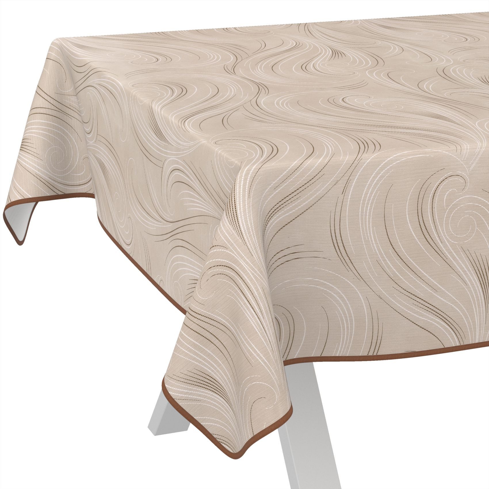 ANRO Tischdecke Wachstuch abwaschbar Abstrakt Tischwäsche (Einzelstück 1-tlg), wasserabweisend pflegeleicht Organisch Beige 100x140cm