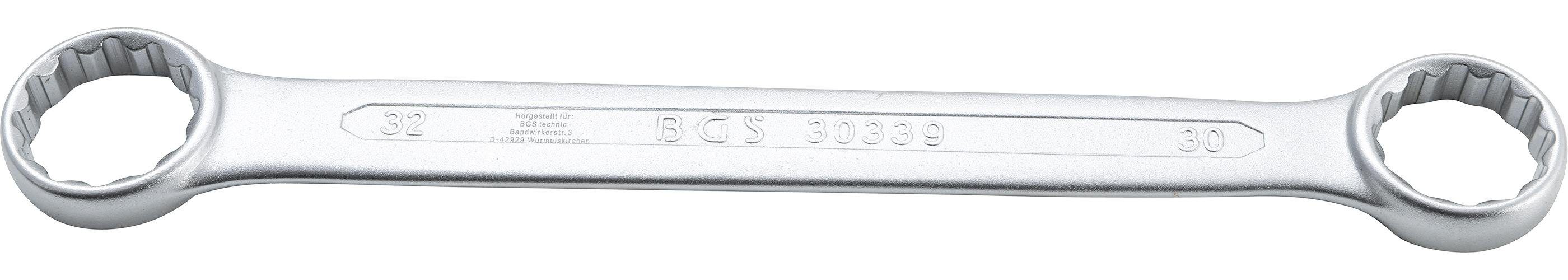 BGS technic Ringschlüssel Doppel-Ringschlüssel, extra flach, SW 30 x 32 mm