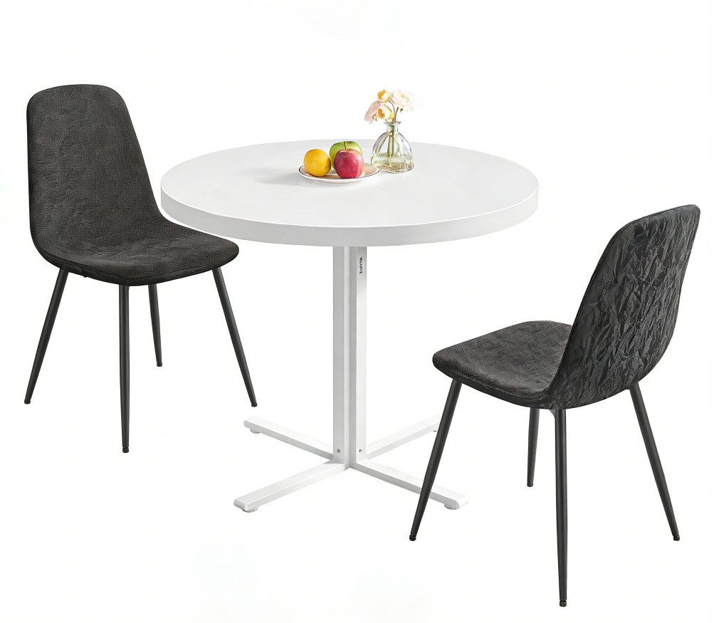 VASAGLE Essgruppe Runder Tisch mit Esszimmerstühlen, Essgruppe, (3-tlg), Küchentisch 80x80x74.8cm, 2 Esszimmerstühlen je 55 x 43,5 x 85,5 cm