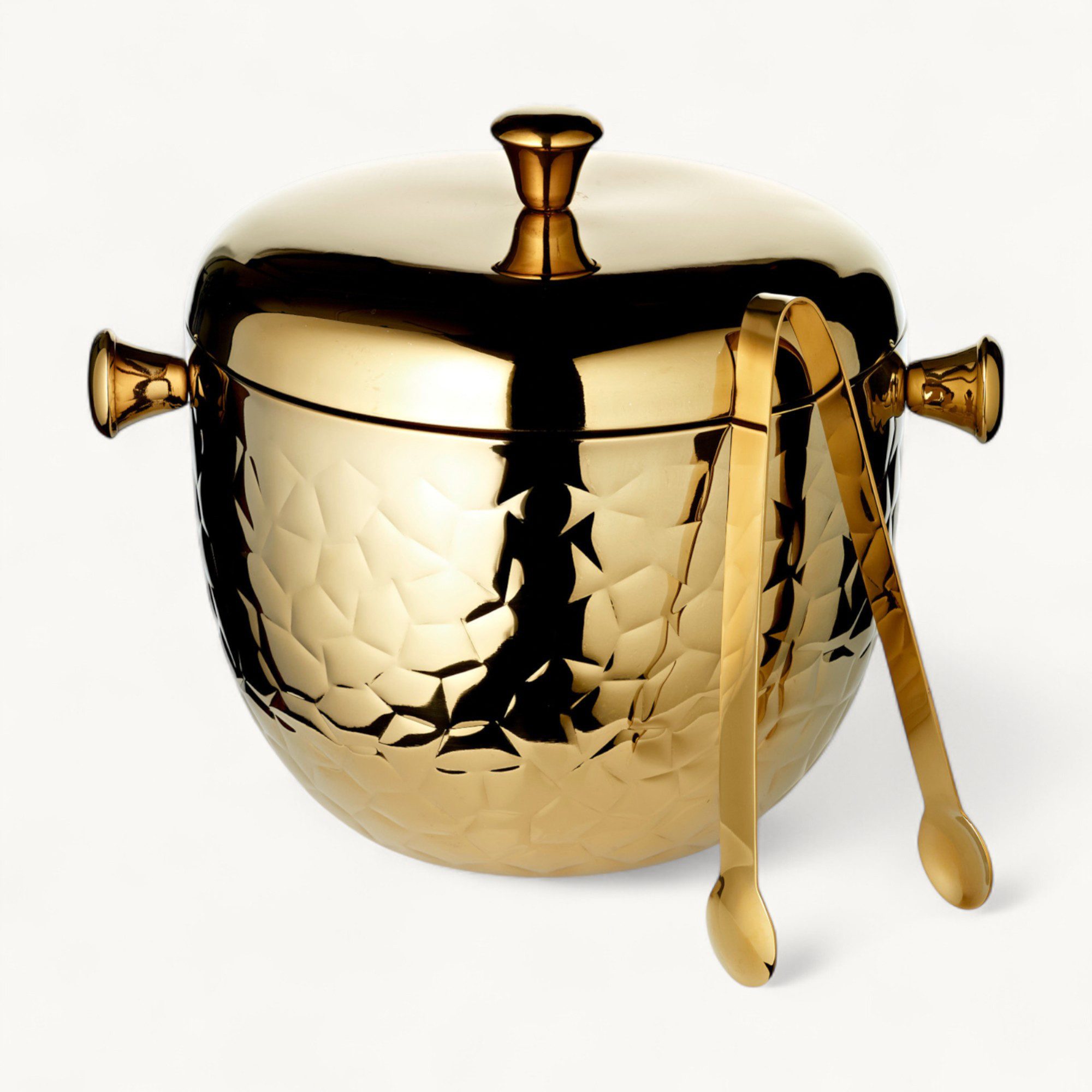 EDZARD Eiseimer Rico, (Höhe 21 cm), Gold-Optik, inkl. Deckel, Sieb und Eiszange