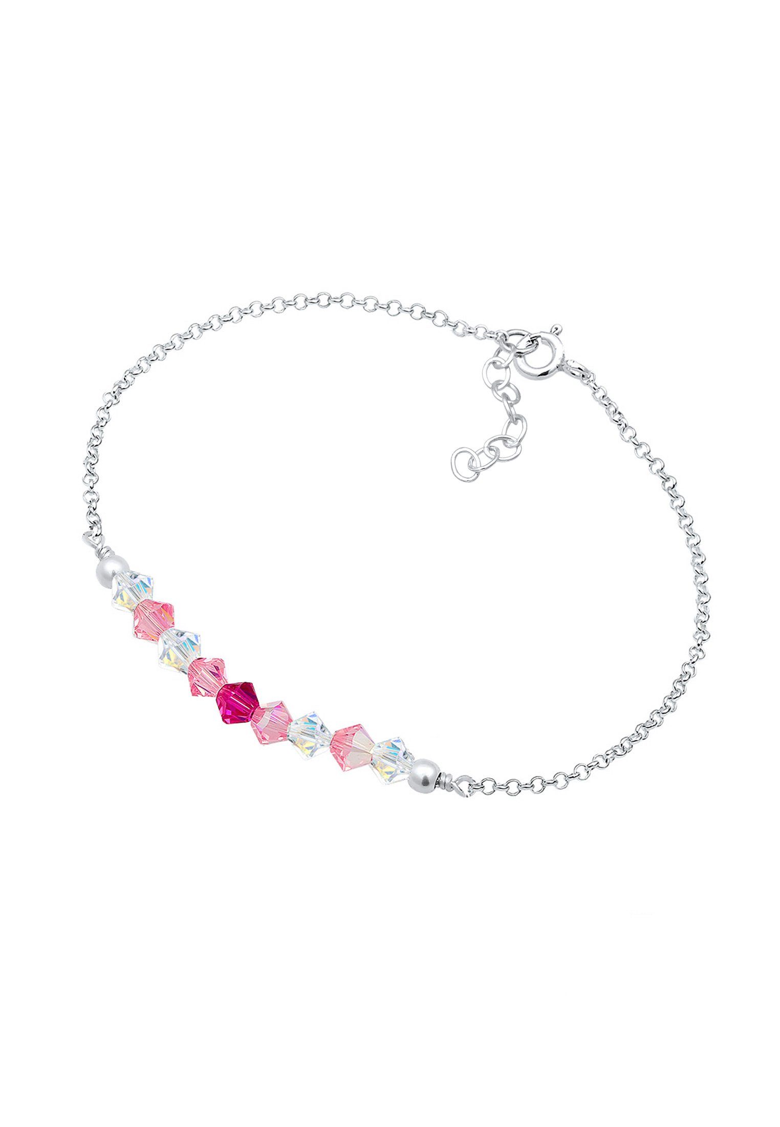 925 Kinder Pink Armband Elli Silber Rosa Kristalle Beads