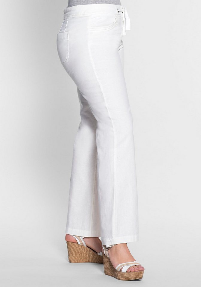 Sheego Jerseyhose Leinenhose aus angenehmen Baumwoll-Leinen-Mix