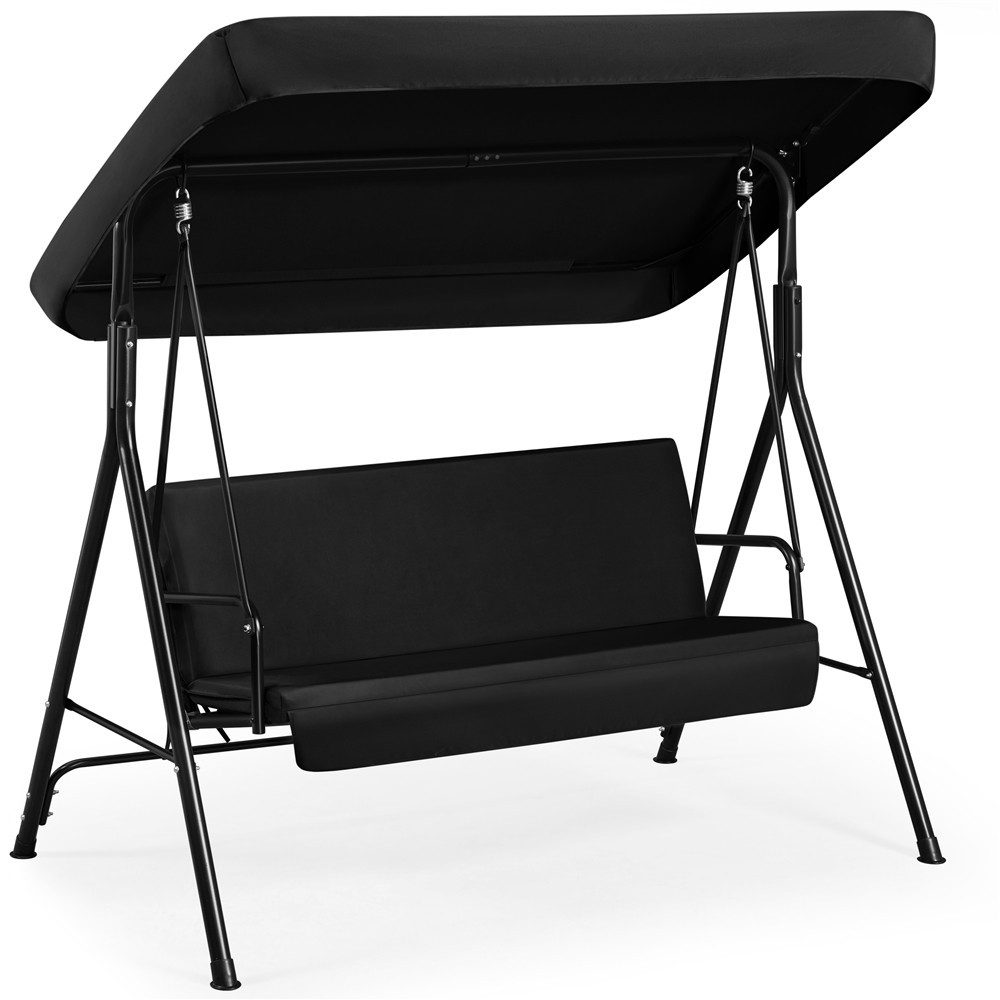 Yaheetech Hollywoodschaukel 3-Sitzer-Schaukelbank mit Sonnendach, 3-Sitzer, Gartenschaukel mit Verstellbarem Ersatzbach bis 250 kg Belastbar