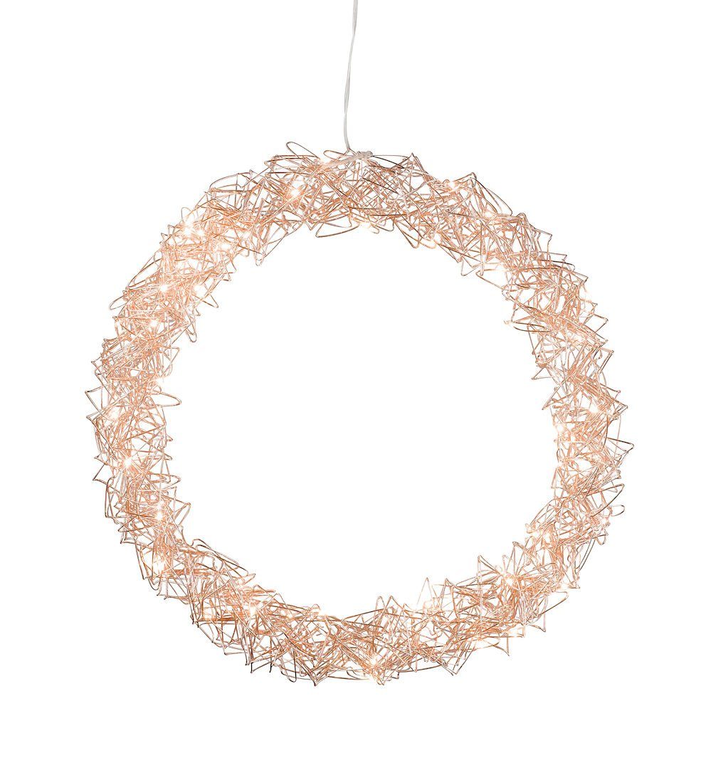 Spetebo Dekokranz LED Metallkranz zum Hängen Ø 30 cm - rosé gold, Deko Kran günstig online kaufen