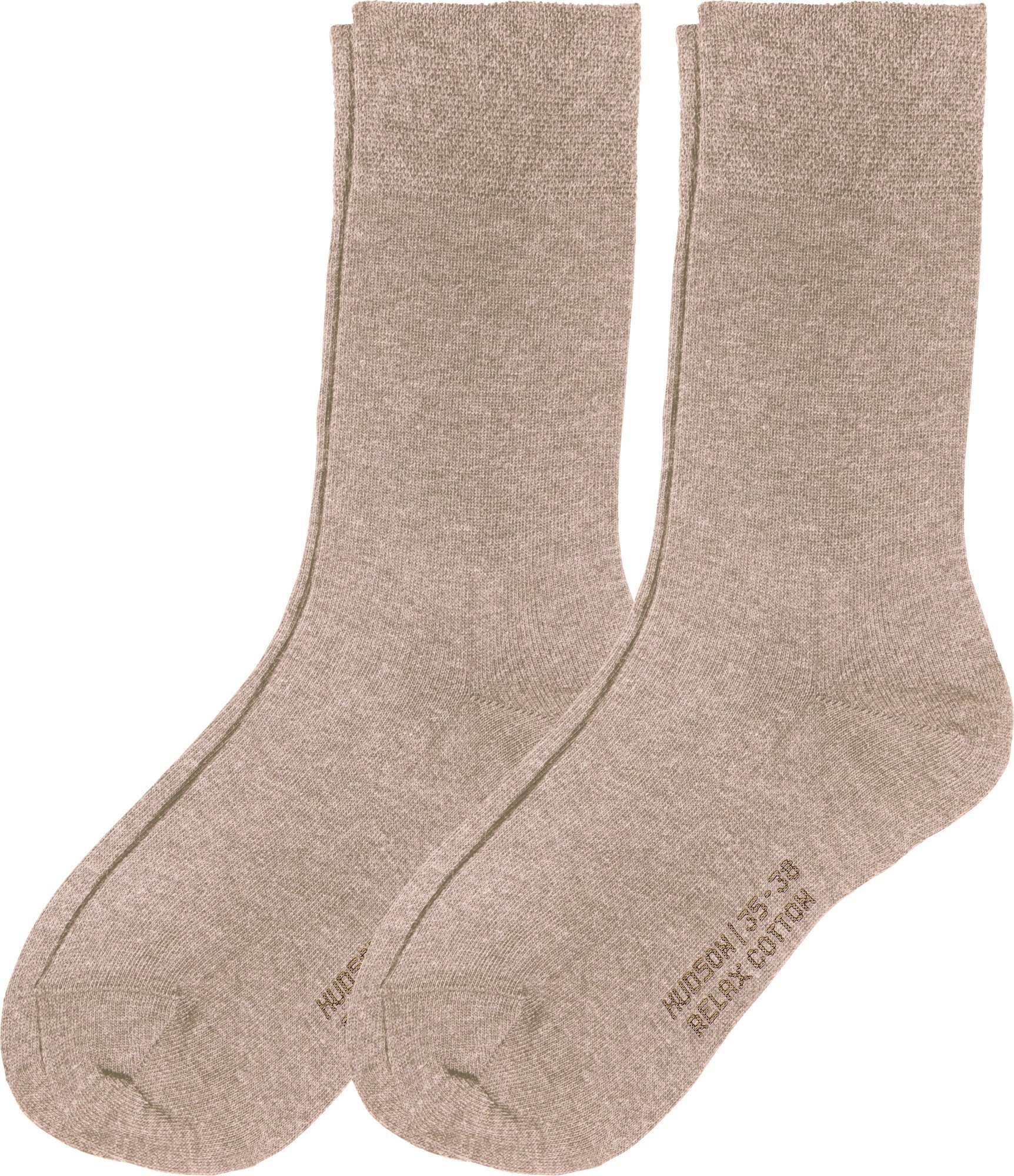 Hudson Socken Damen-Socken mit Softbund 2 Paar Uni beige meliert