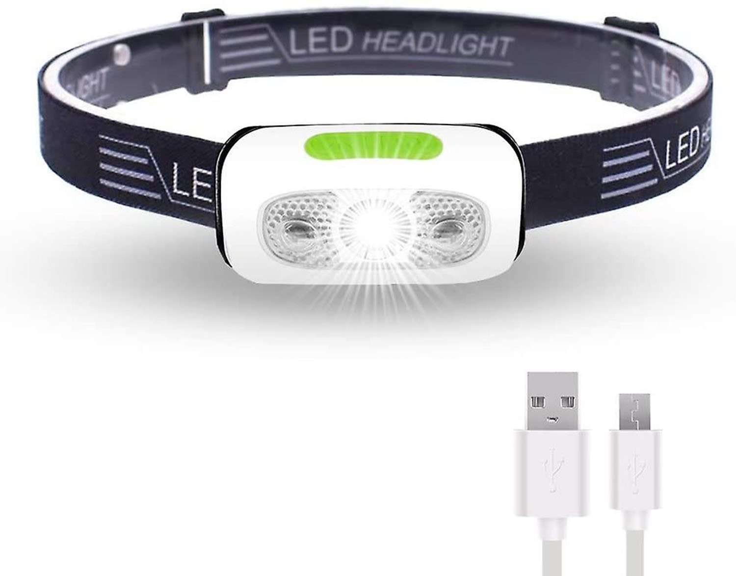 Housruse LED Stirnlampe 500 Lumen wiederaufladbare USB-Stirnlampe, leichte,  superhelle LED-Stirnlampe für Läufer
