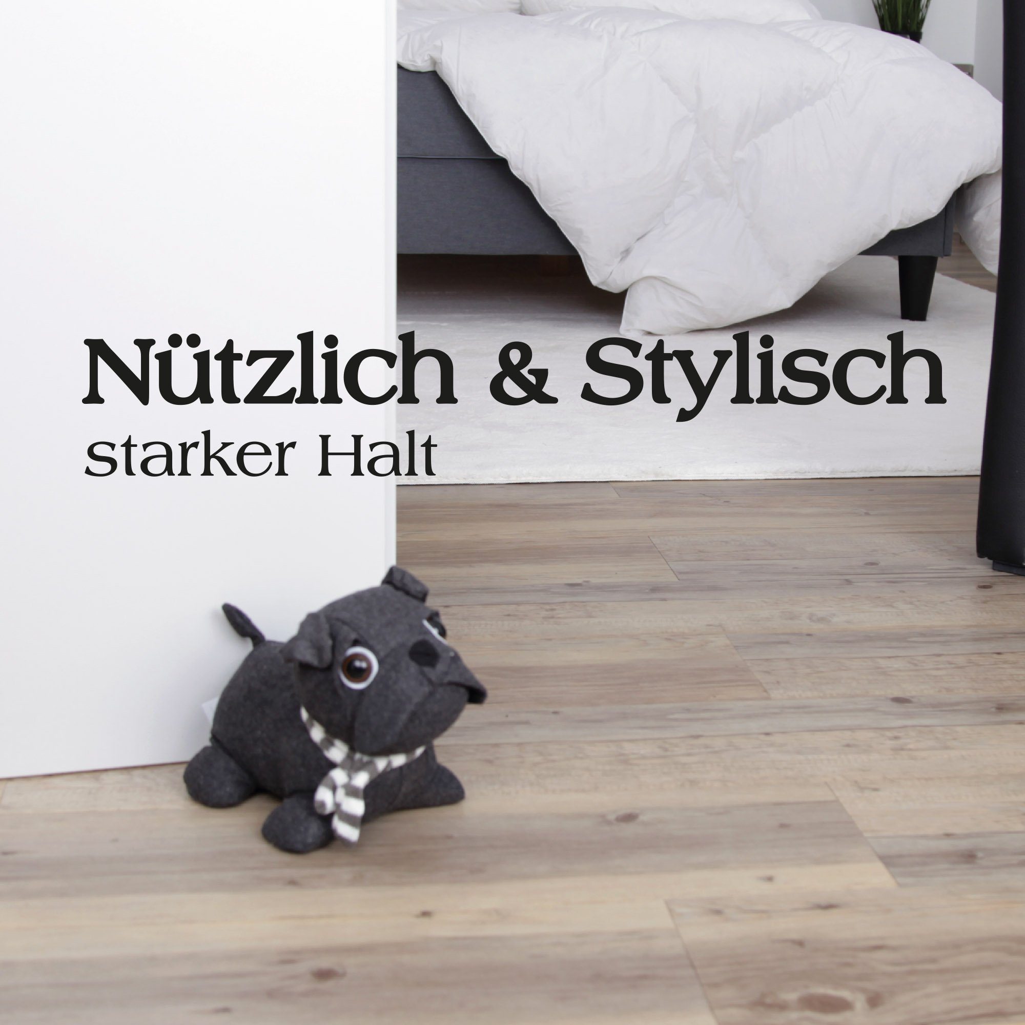 Bestlivings Türstopper Tier-Design aus Stoff, Anthrazit (Mops), 25x20 cm, Füllung 60% Polyester/40% Sand (1kg)
