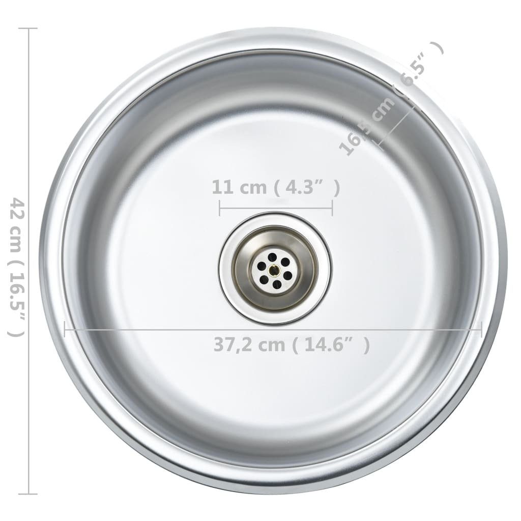 und 0/0 Küche Siphon vidaXL Küchenspüle Einbauspüle Sieb Edelstahl, cm Spülbecken mit