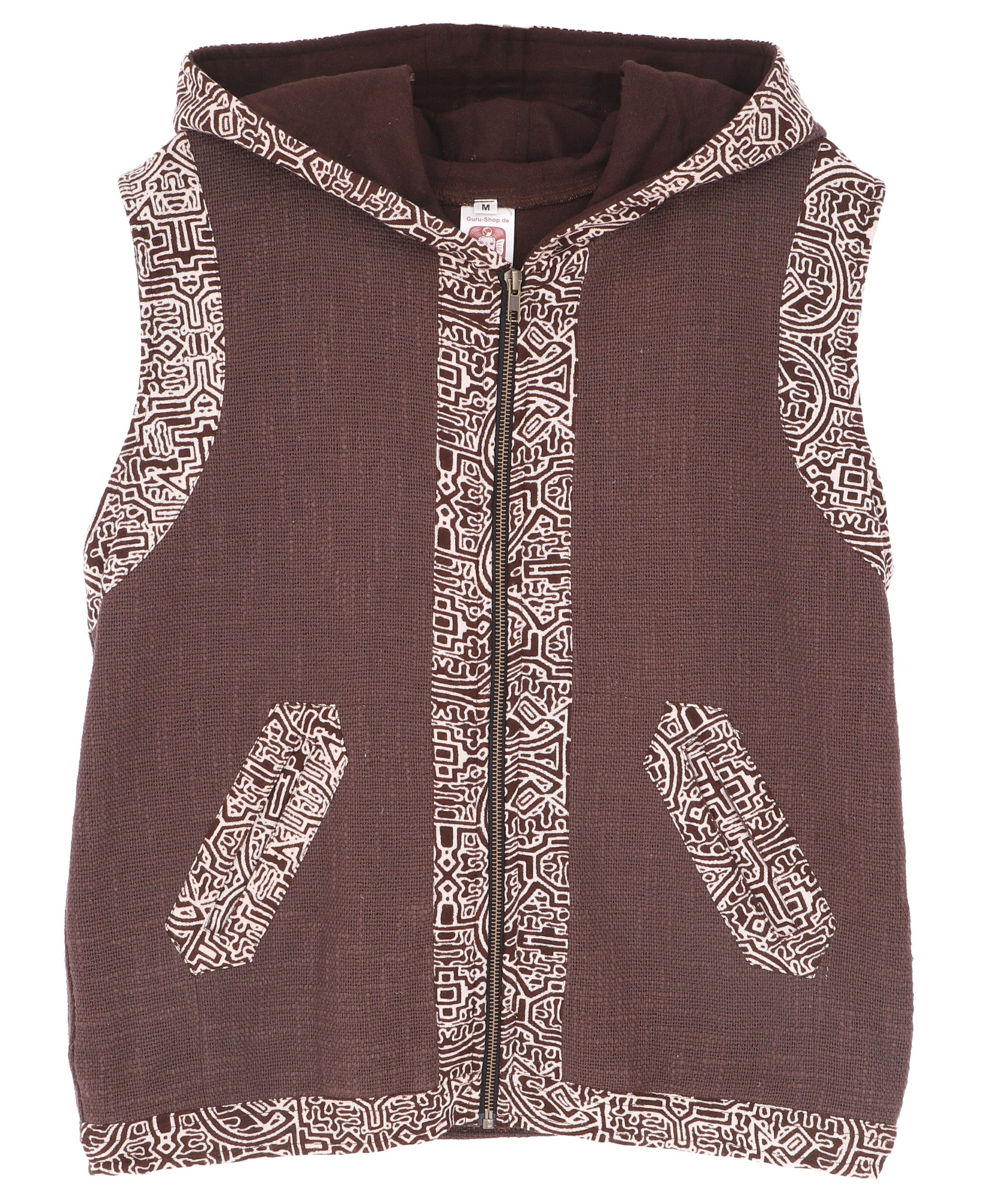 Guru-Shop Strickjacke Goaweste, alternative Naturlook Herren Weste.. alternative Bekleidung