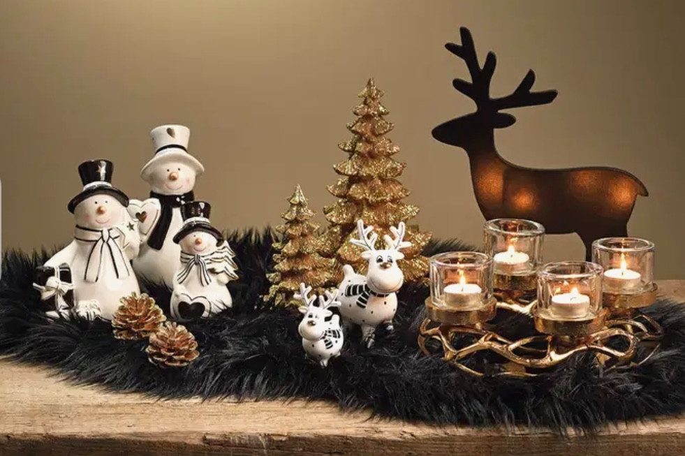 Seyila Home Dekofigur Deko Tannenbaum/Weihnachtsbaum aus Poly mit Glitter