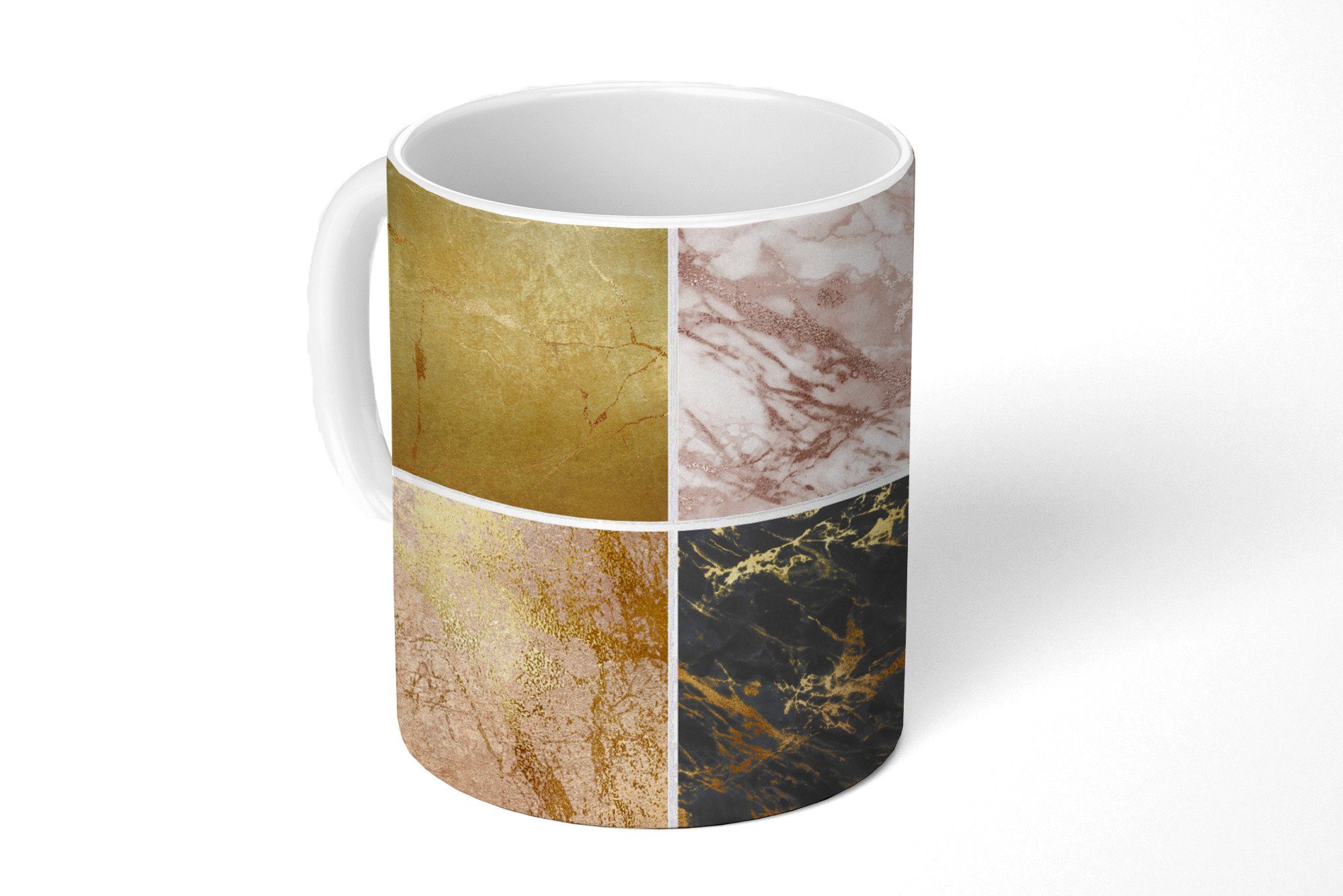 MuchoWow Tasse Marmor - Stein - Gold, Keramik, Kaffeetassen, Teetasse, Becher, Teetasse, Geschenk
