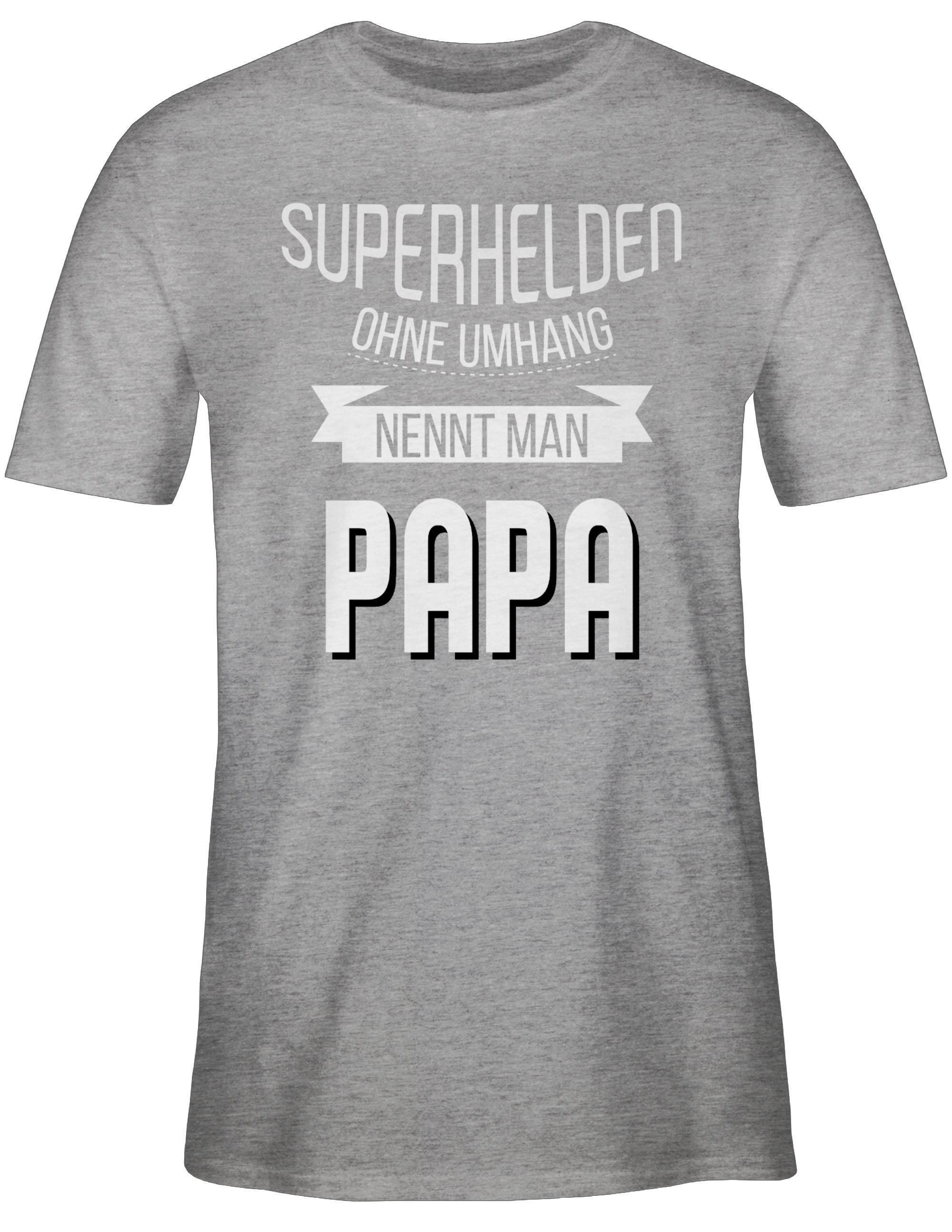 Shirtracer T-Shirt Superhelden ohne meliert für Vatertag Umhang man Papa Papa 2 nennt Geschenk Grau