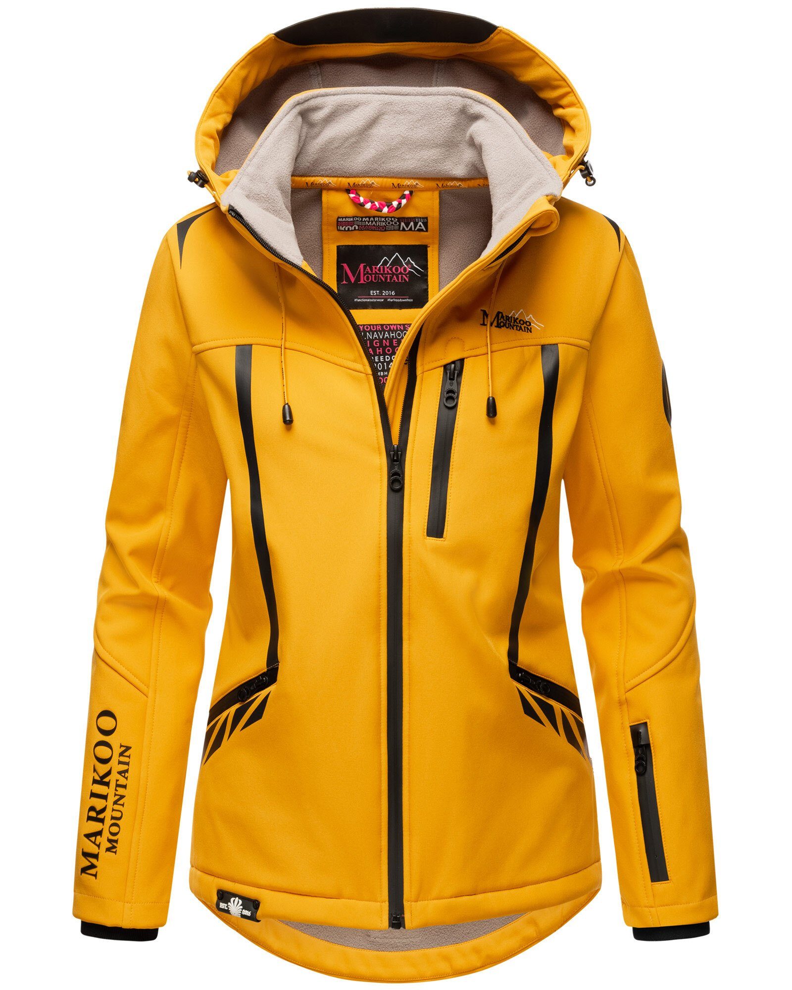 mit Kapuze Yellow Mount-Cho-Oyu Softshelljacke Marikoo Amber abnehmbarer