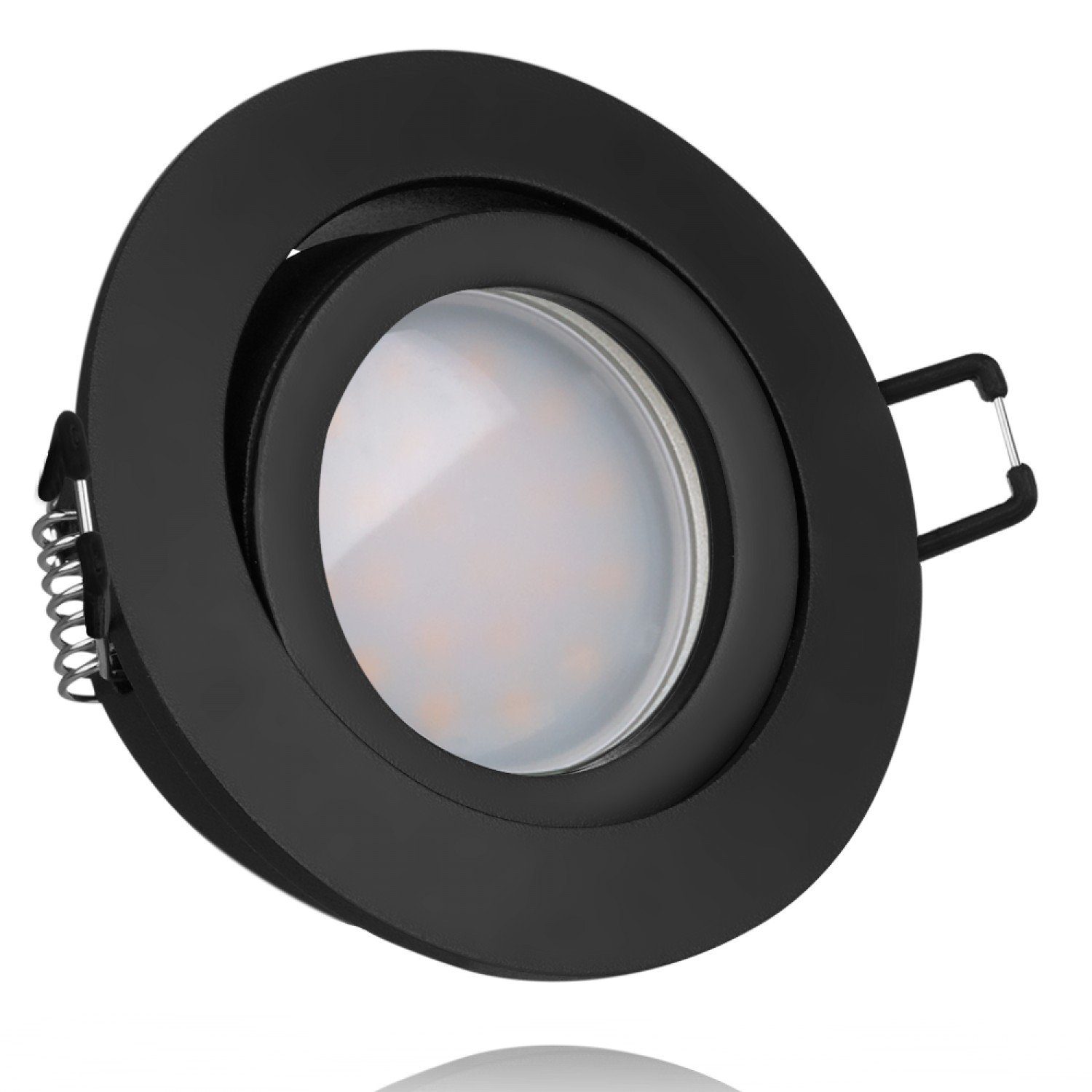 LEDANDO LED Einbaustrahler LED Einbaustrahler Set schwarz matt mit LED GU5.3/MR16 Markenstrahler