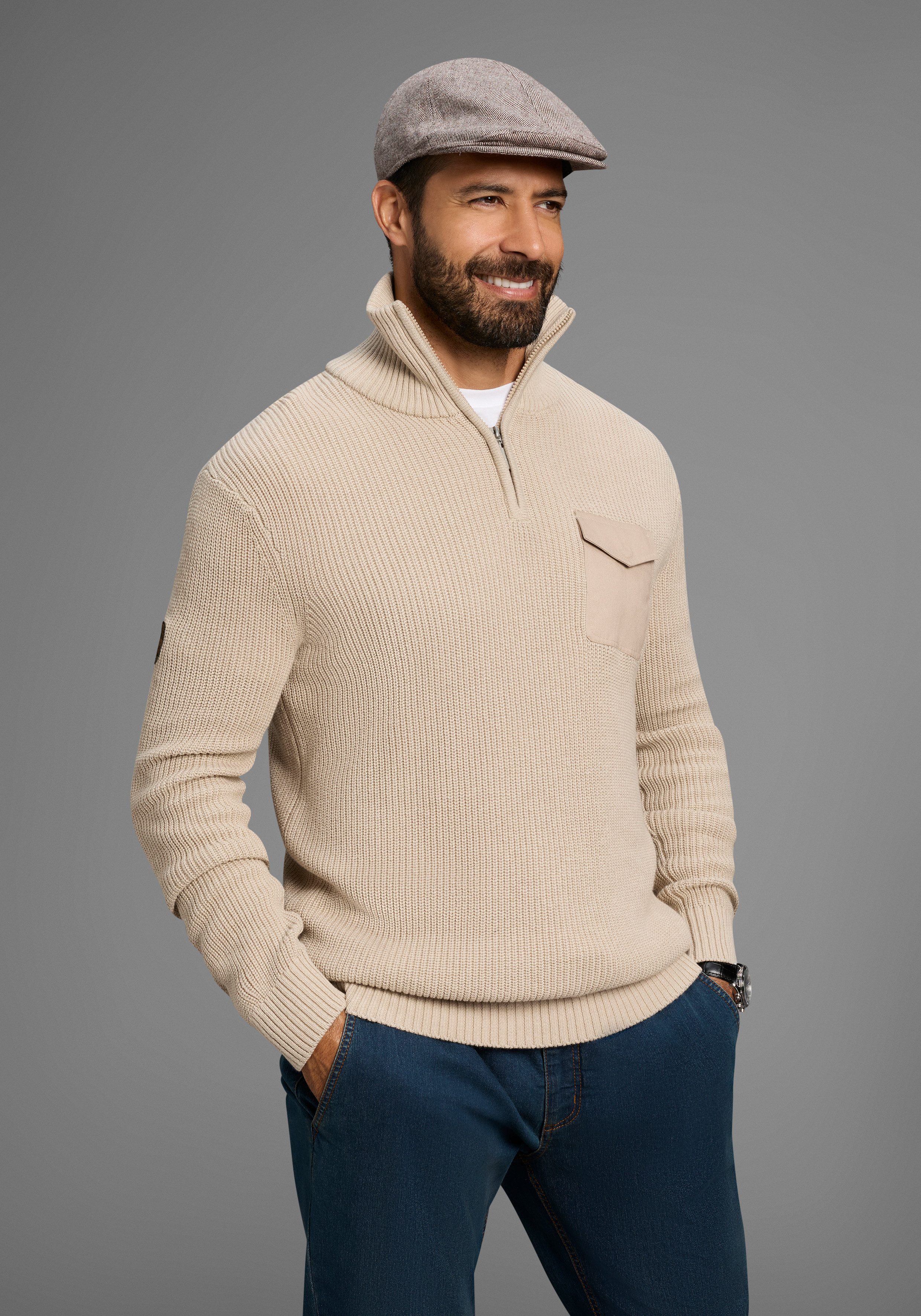 Man's World Schiebermütze im modischen Tweed-Look günstig online kaufen