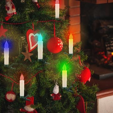 LED-Kerze, Kerzen LED Weihnachtsbaum Inkl. Batterien Kabellos Warmweiß mit Fernbedienung Funk Timerfunktion Flackern Dimmbar Weihnachtskerzen Christbaumkerzen Befestigungsklammern Kerzen