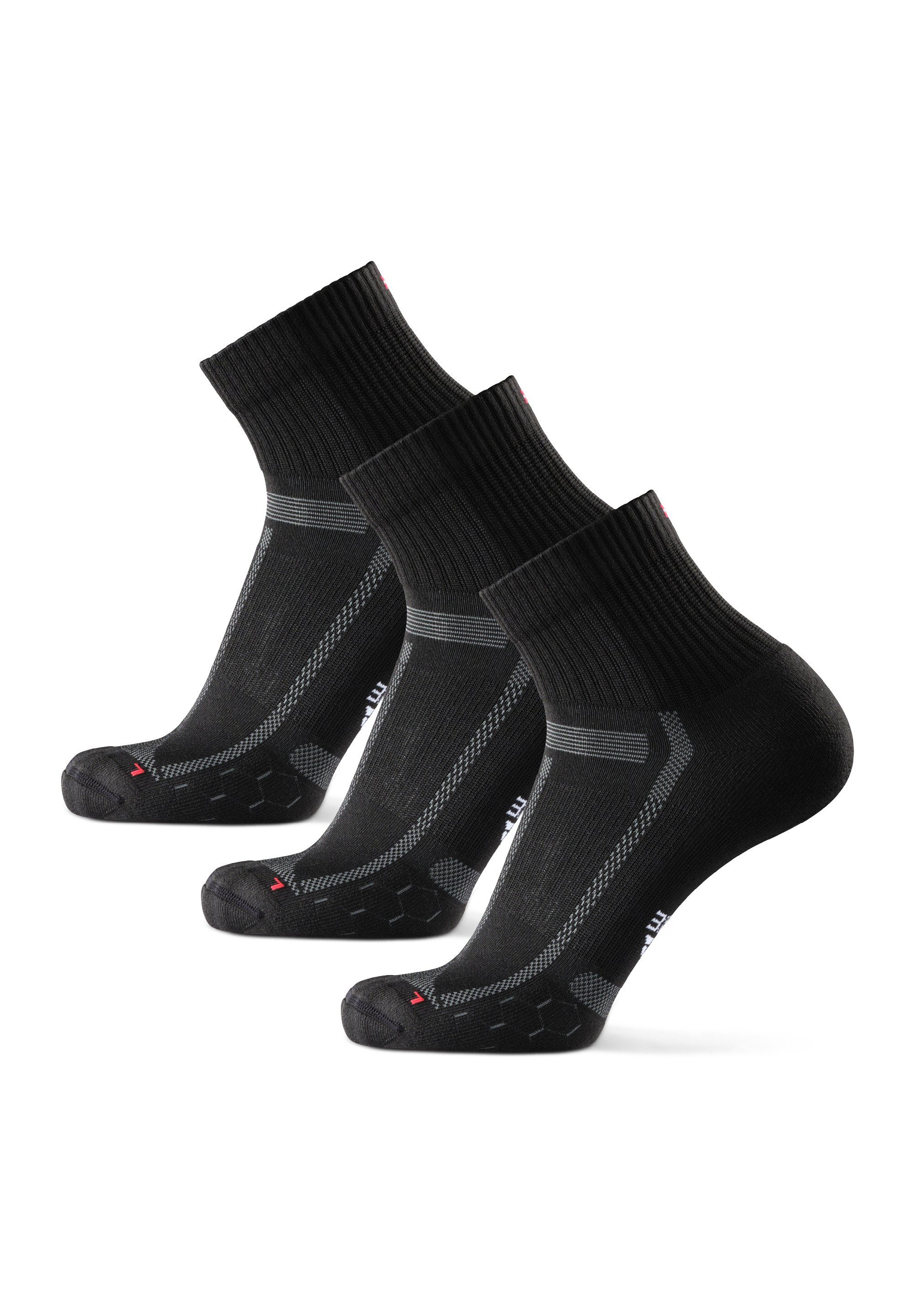 DANISH ENDURANCE Laufsocken Long Distance Running Socks Black/Grey Anti-Blasen, (Packung, 3-Paar) Technisch