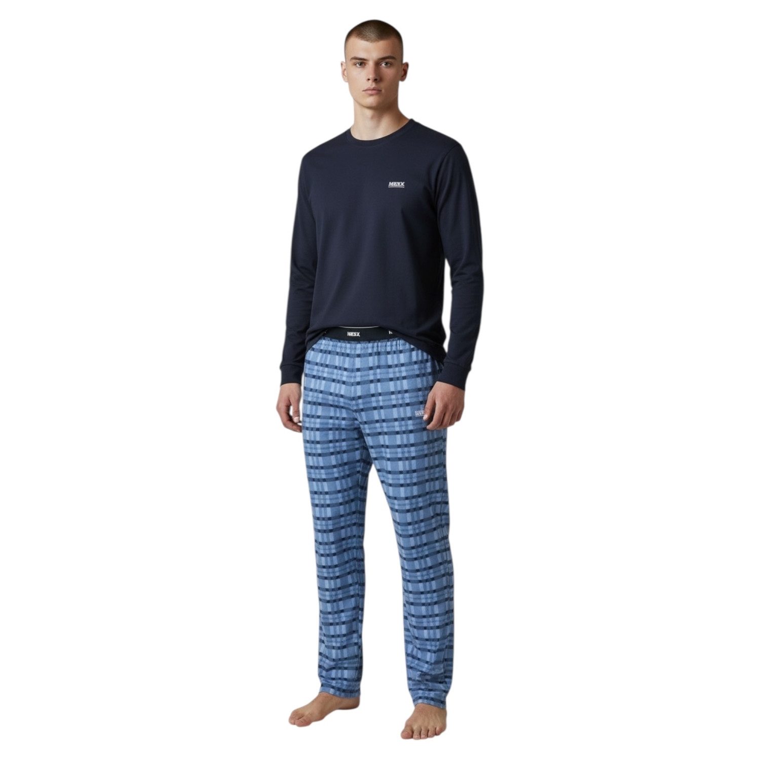 Mexx Schlafanzug Herren Pyjama Schlafanzug SET Langarm Rundhals Nachtwäsche günstig online kaufen