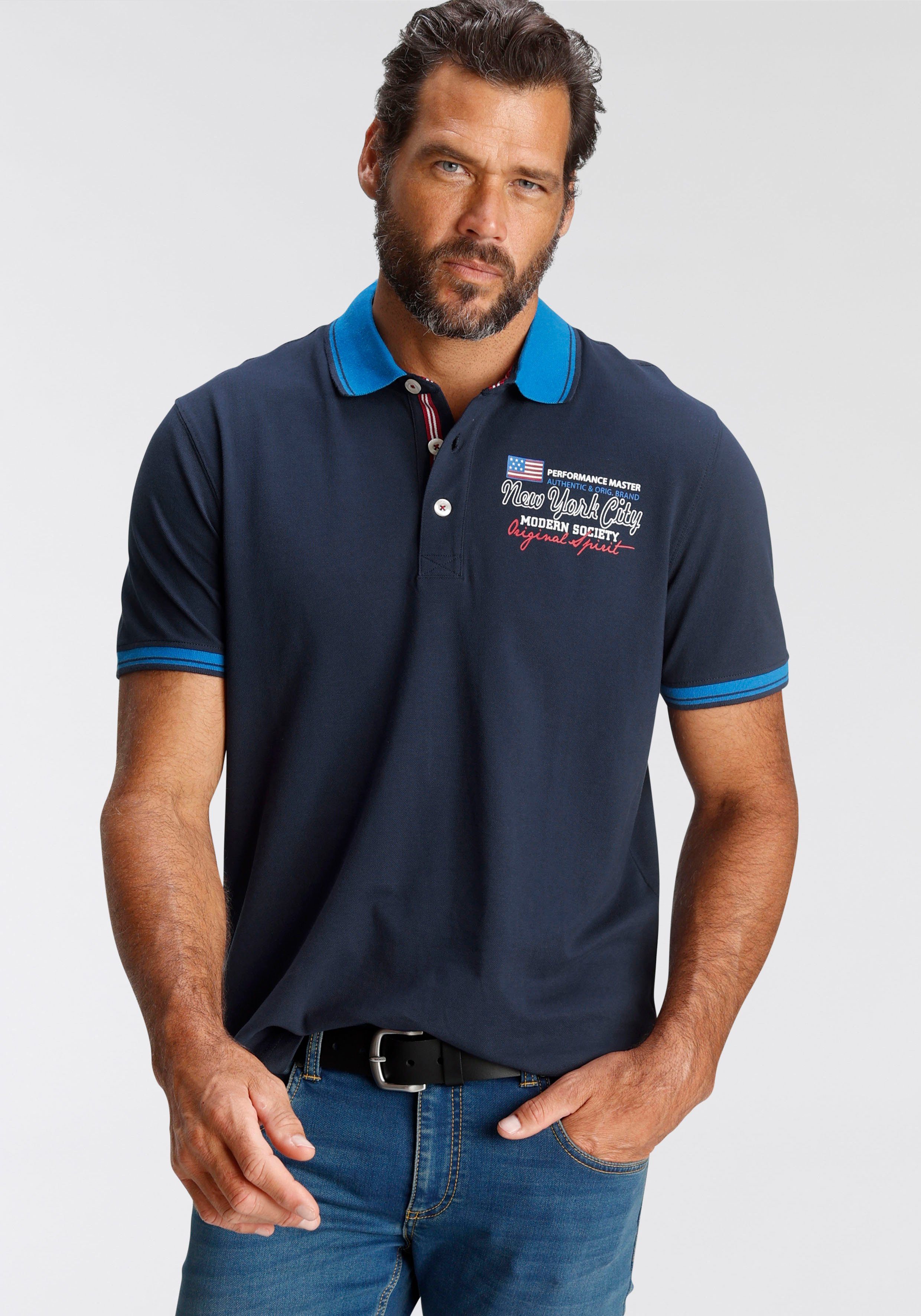 kleinem Brustprint World Man's marine Poloshirt mit