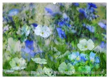 CALVENDO Wandkalender Wachgeküsst - digitale Blütenträume (Premium, hochwertiger DIN A2 Wandkalender 2023, Kunstdruck in Hochglanz)